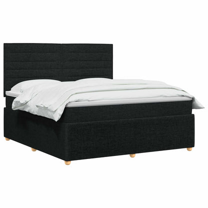 LED Boxspringbett mit Matratze Schwarz 160 x 200 cm Stoff