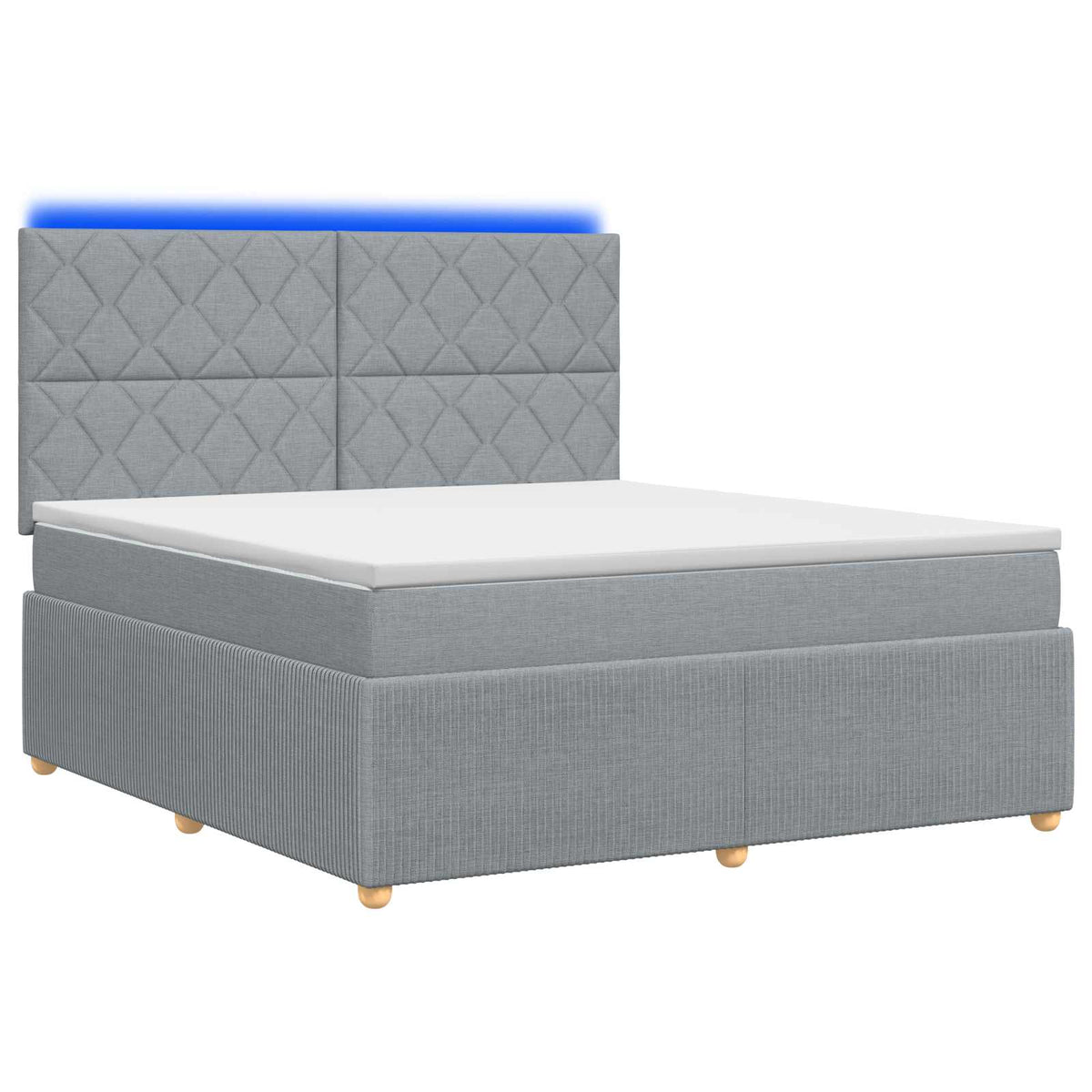 LED Boxspringbett mit Matratze Hellgrau 160 x 200 cm Stoff