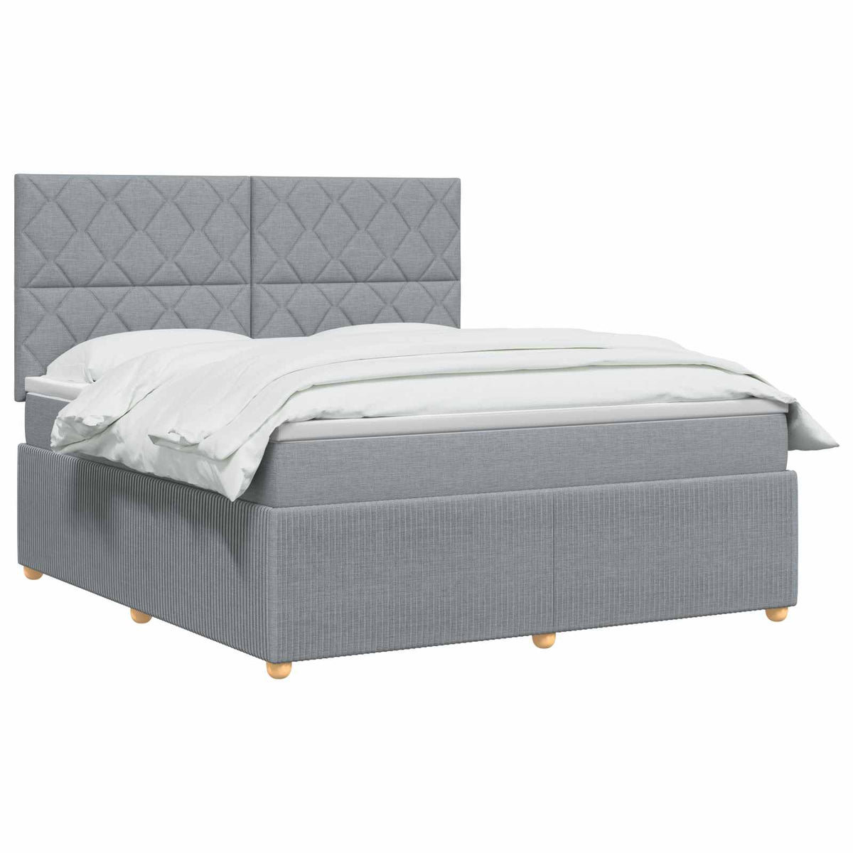 LED Boxspringbett mit Matratze Hellgrau 160 x 200 cm Stoff
