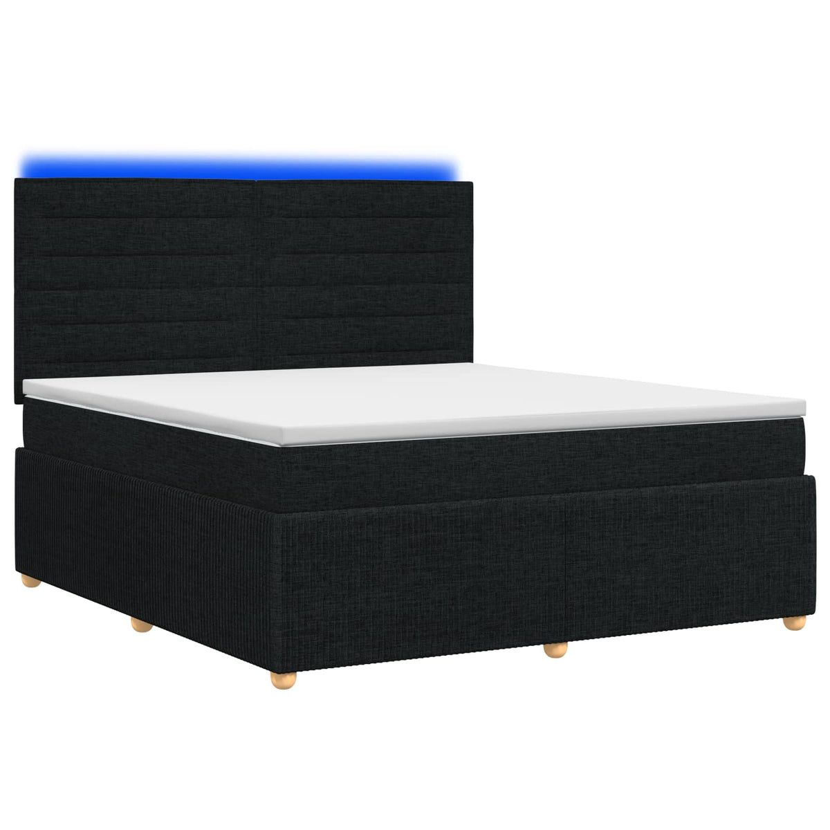 LED Boxspringbett mit Matratze Schwarz 180 x 200 cm Stoff