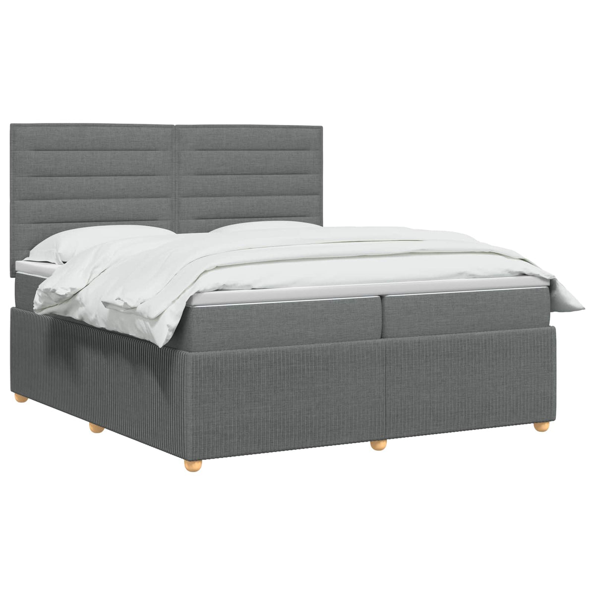 LED Boxspringbett mit Matratze Dunkelgrau 200 x 200 cm Stoff