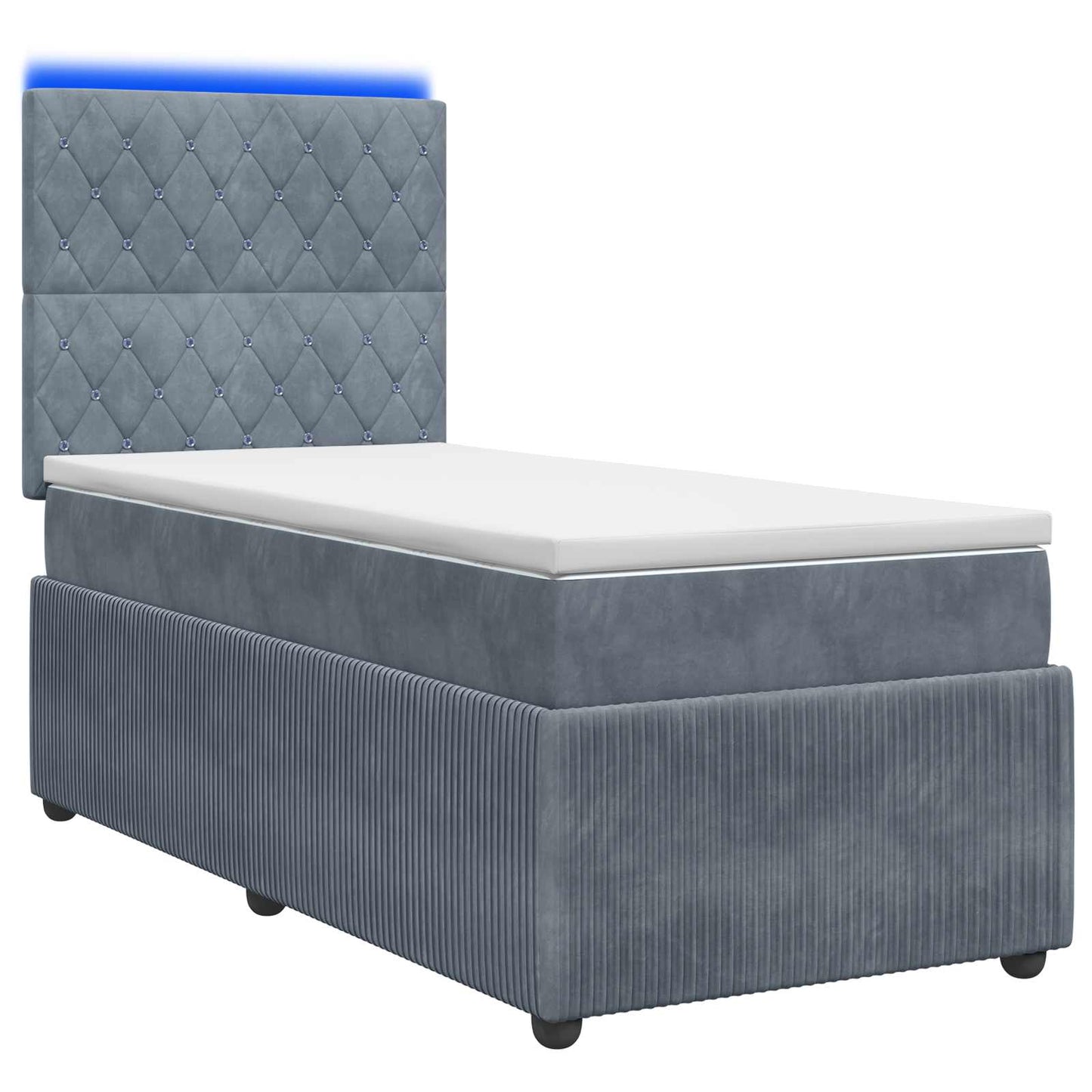 LED Boxspringbett mit Matratze Dunkelgrau 80 x 200 cm Samt