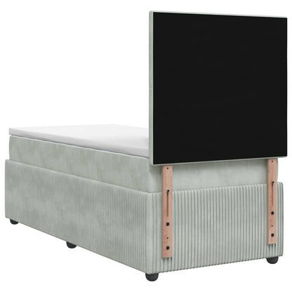 LED Boxspringbett mit Matratze Hellgrau 90 x 190 cm Samt