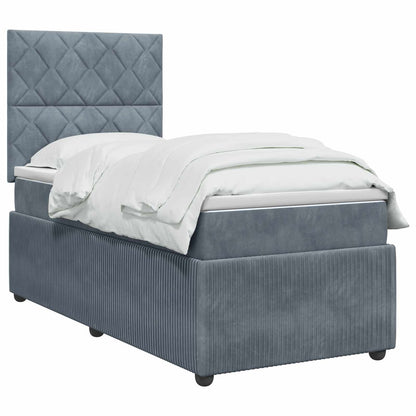 LED Boxspringbett mit Matratze Dunkelgrau 90 x 190 cm Samt