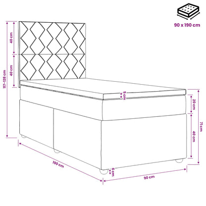 LED Boxspringbett mit Matratze Dunkelgrau 90 x 190 cm Samt