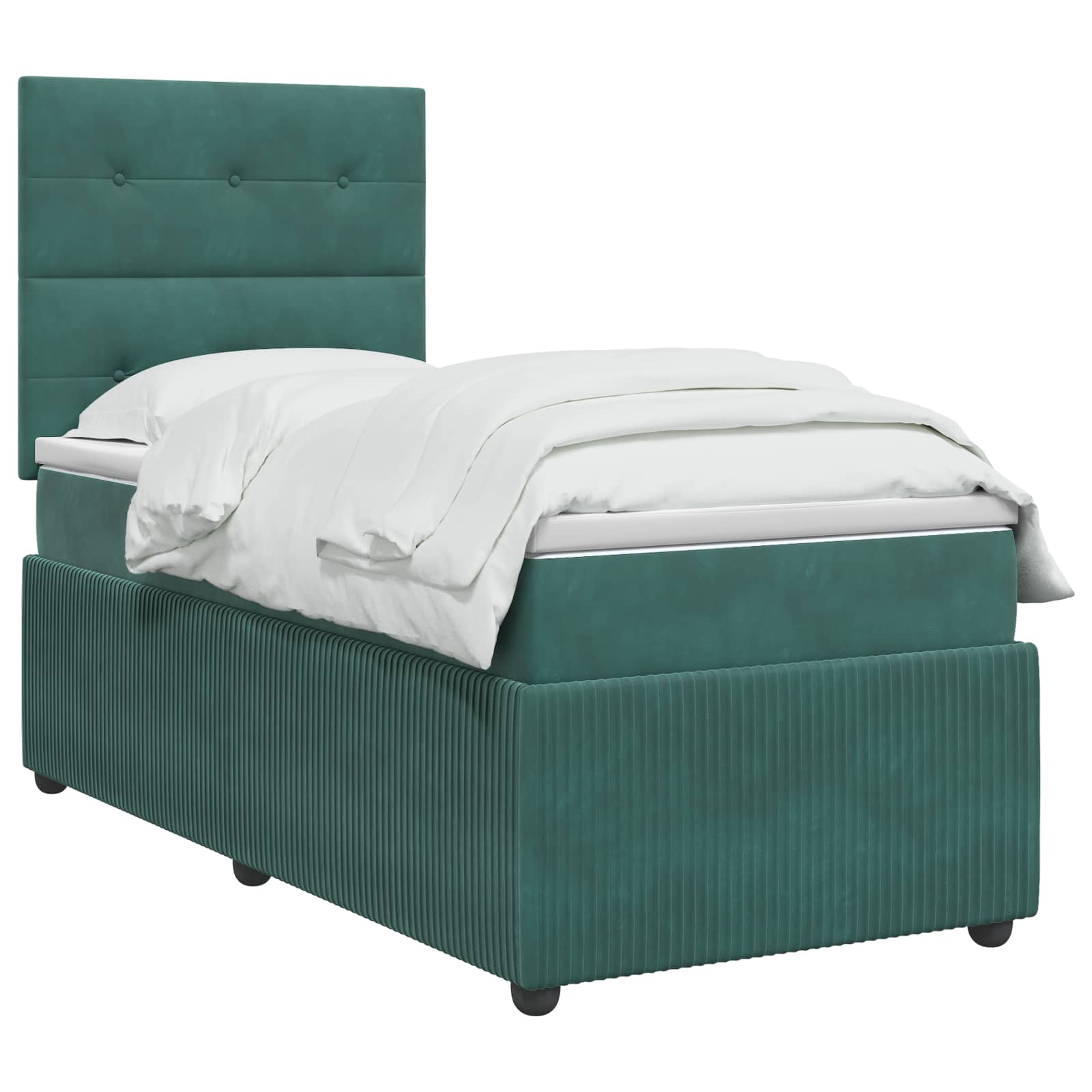 LED Boxspringbett mit Matratze Dunkelgrün 90 x 200 cm Samt
