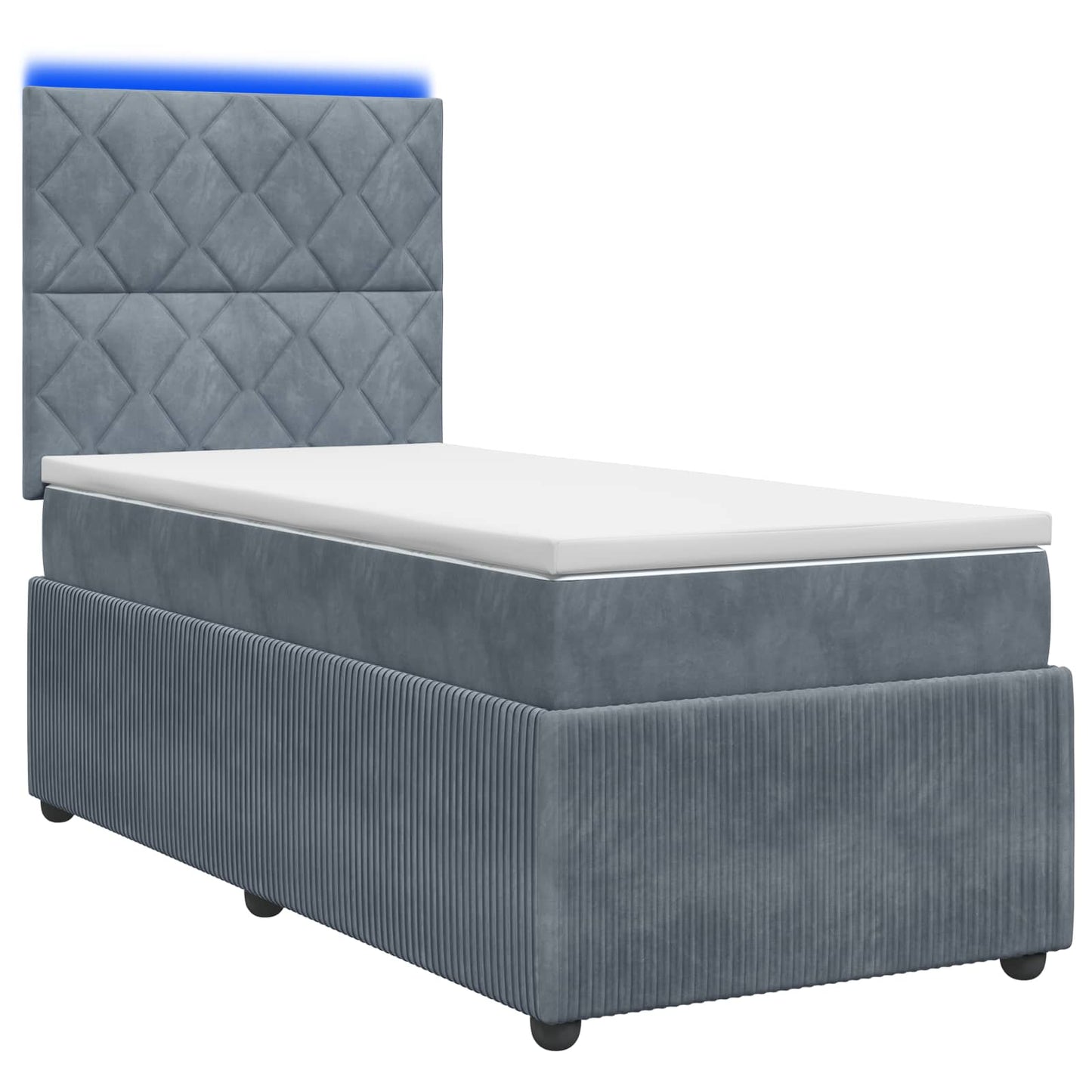 LED Boxspringbett mit Matratze Dunkelgrau 90 x 200 cm Samt