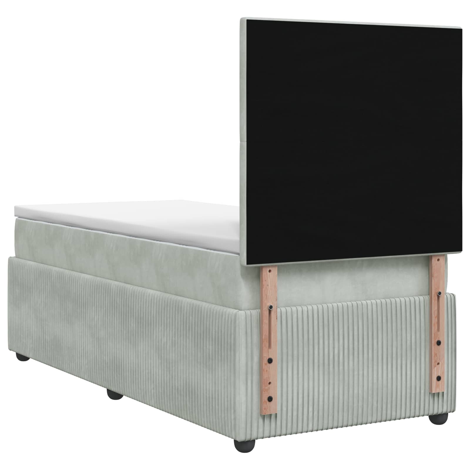 LED Boxspringbett mit Matratze Hellgrau 100 x 200 cm Samt