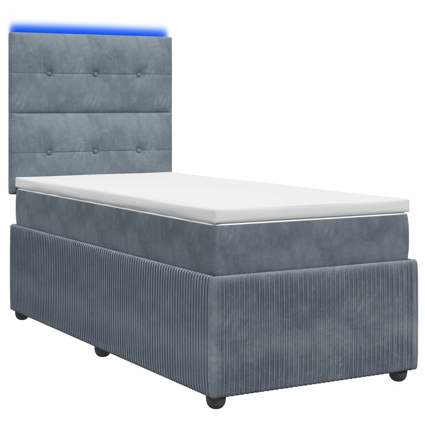 LED Boxspringbett mit Matratze Dunkelgrau 100 x 200 cm Samt
