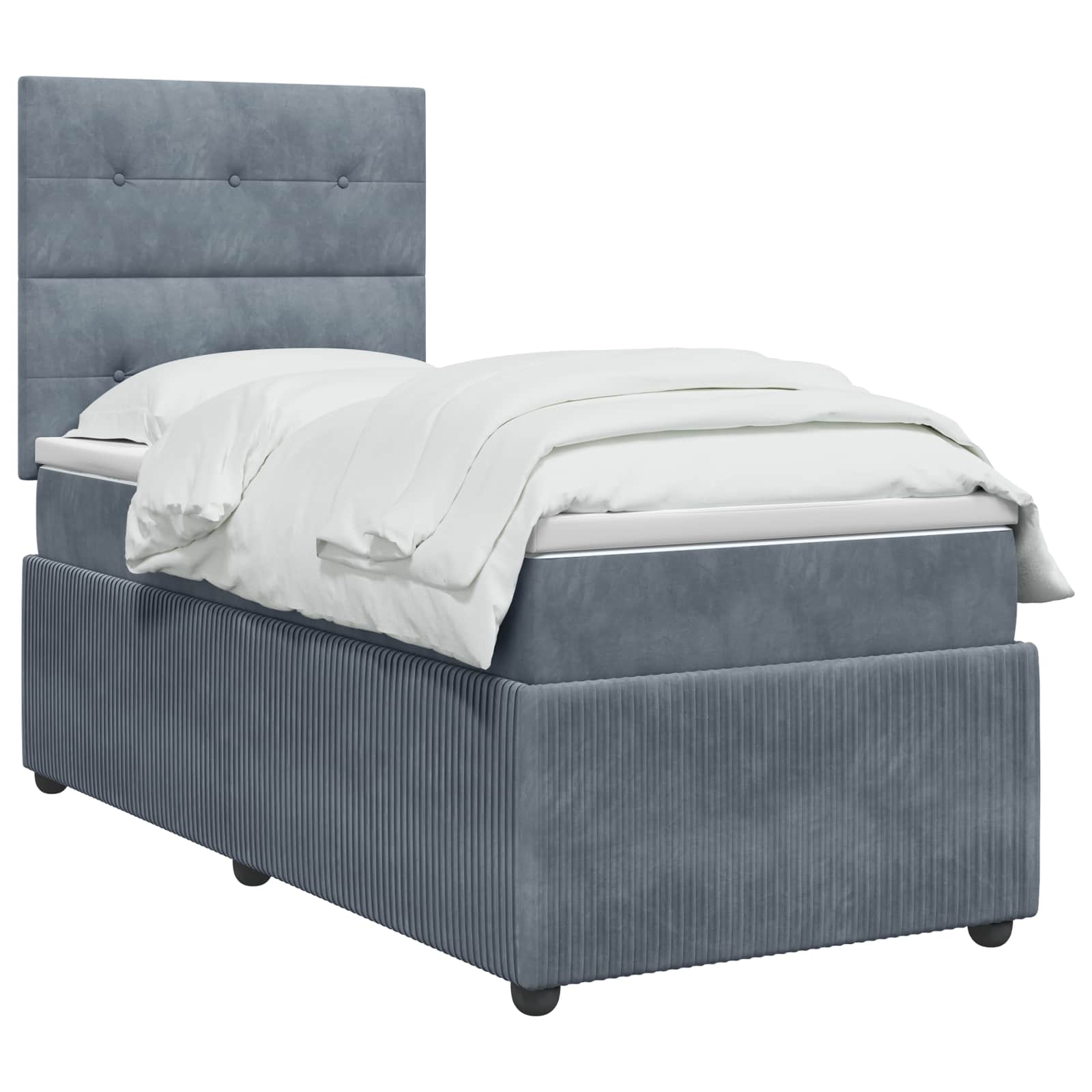 LED Boxspringbett mit Matratze Dunkelgrau 100 x 200 cm Samt