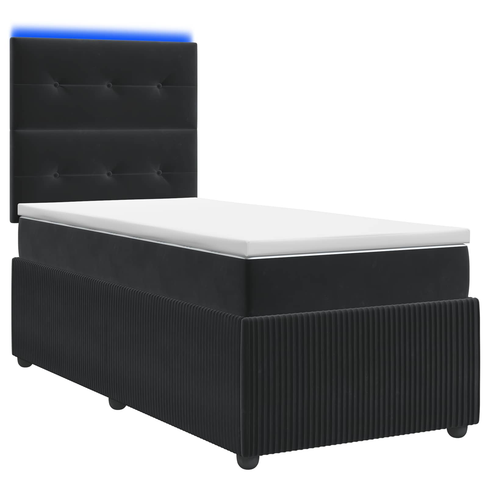LED Boxspringbett mit Matratze Schwarz 100 x 200 cm Samt