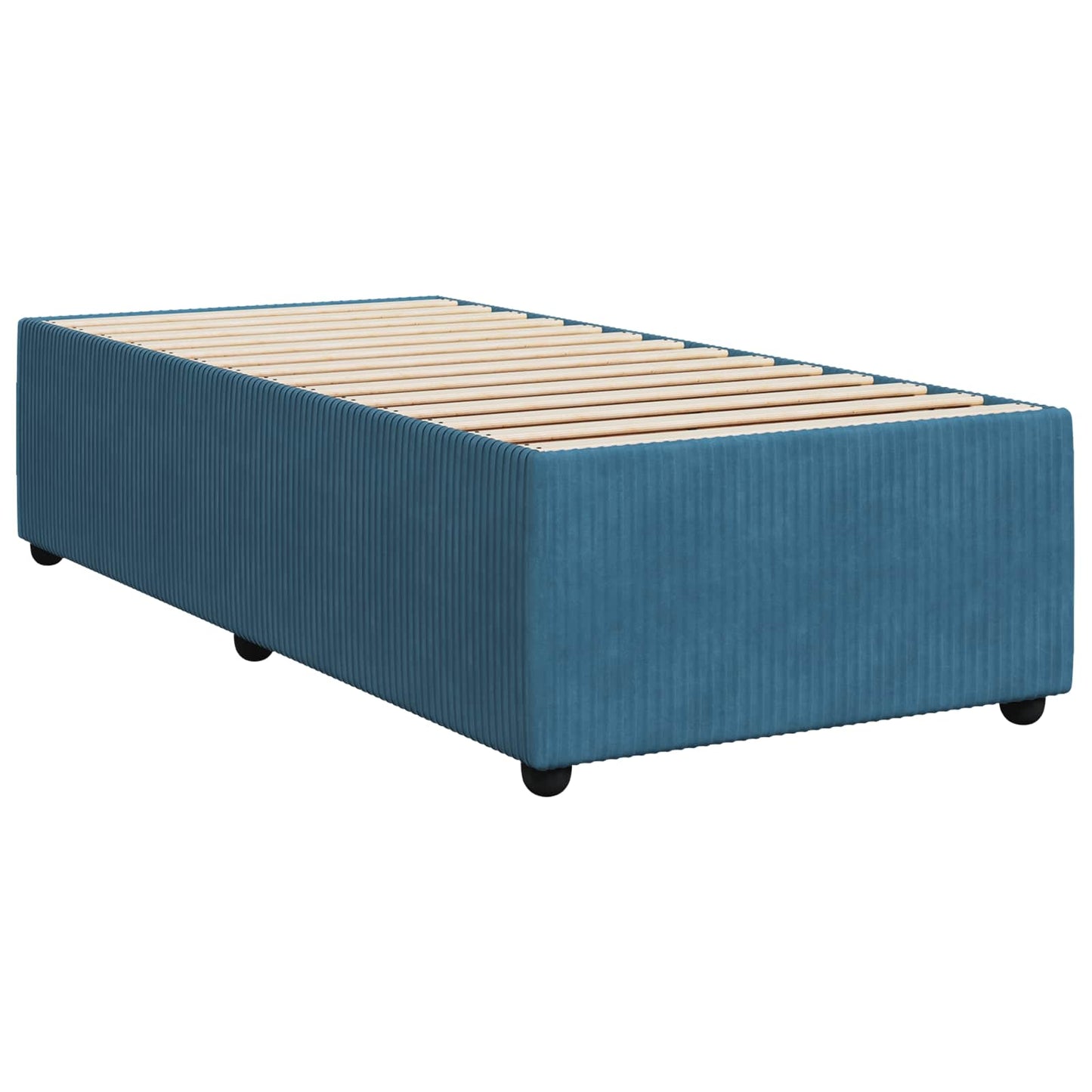 LED Boxspringbett mit Matratze Blau 100 x 200 cm Samt