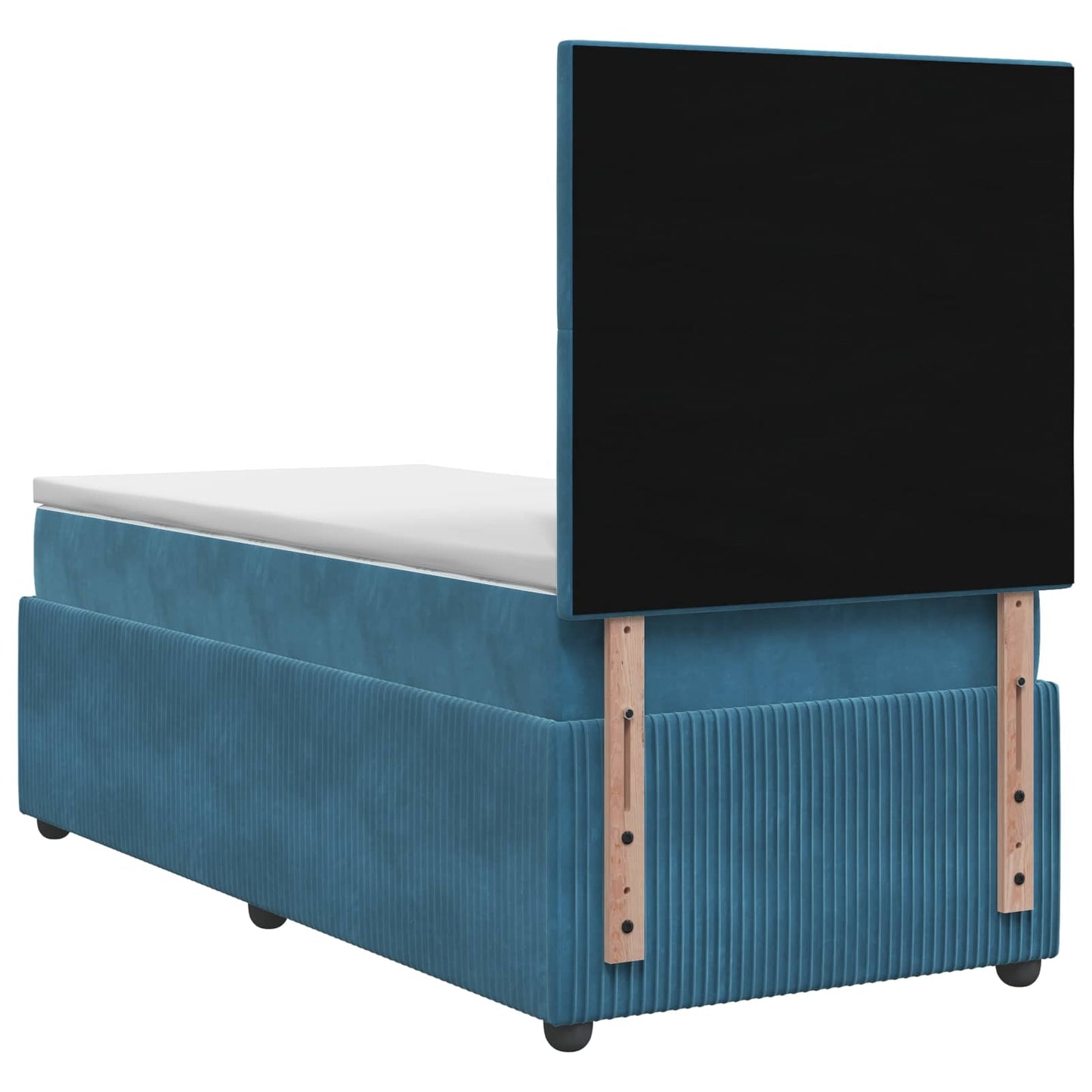 LED Boxspringbett mit Matratze Blau 100 x 200 cm Samt