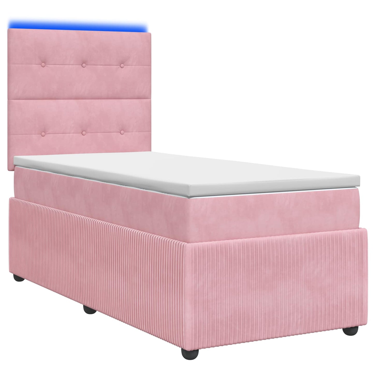 LED Boxspringbett mit Matratze Rosa 100 x 200 cm Samt