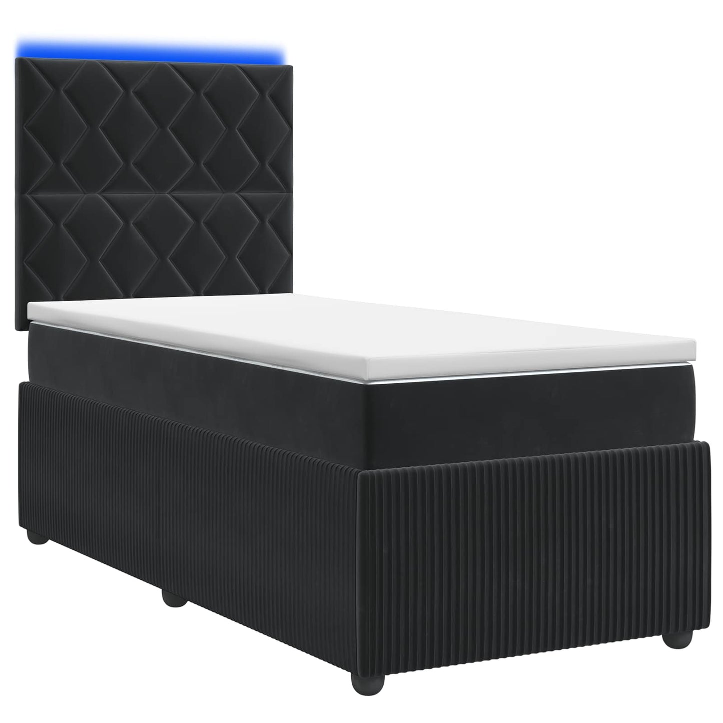 LED Boxspringbett mit Matratze Schwarz 100 x 200 cm Samt