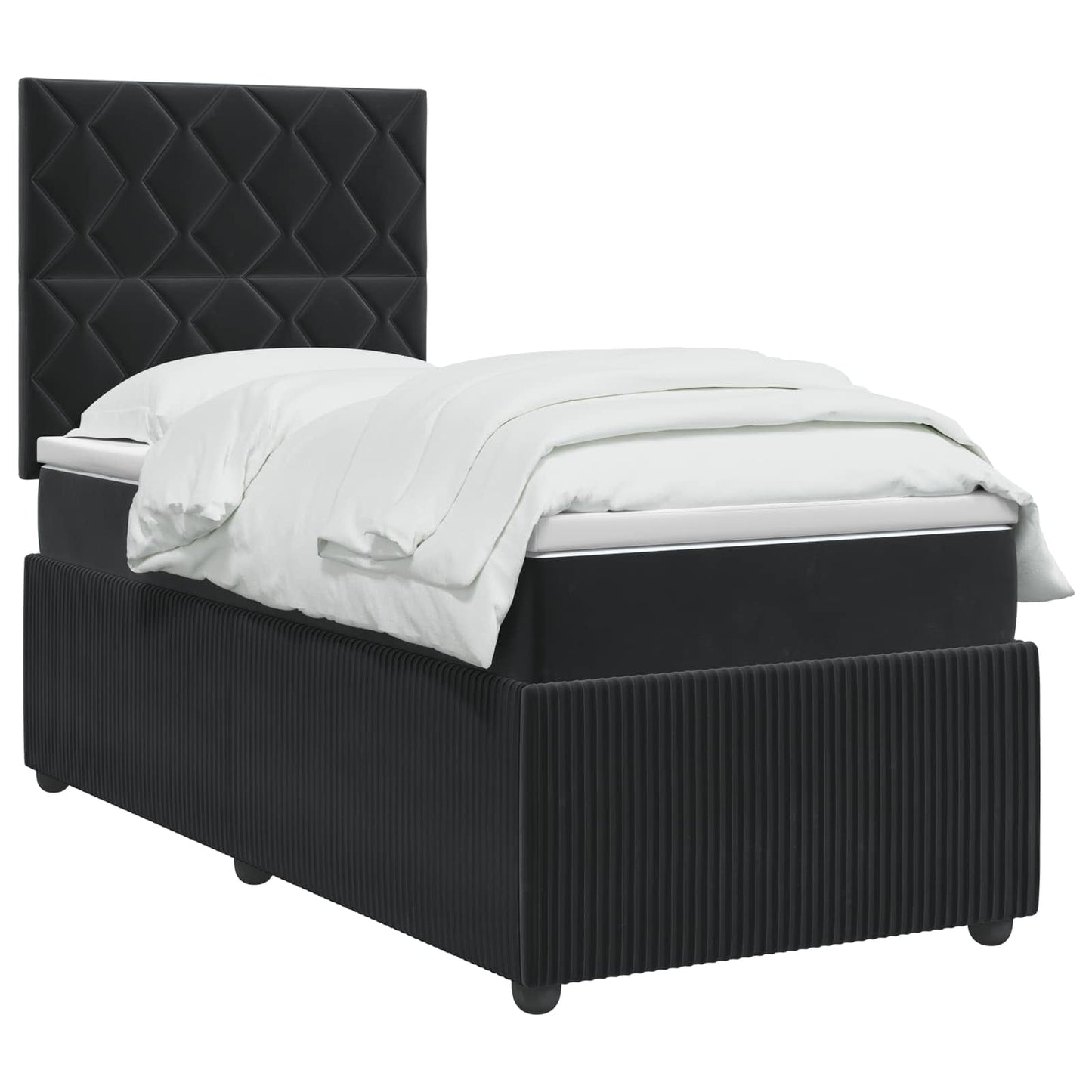 LED Boxspringbett mit Matratze Schwarz 100 x 200 cm Samt