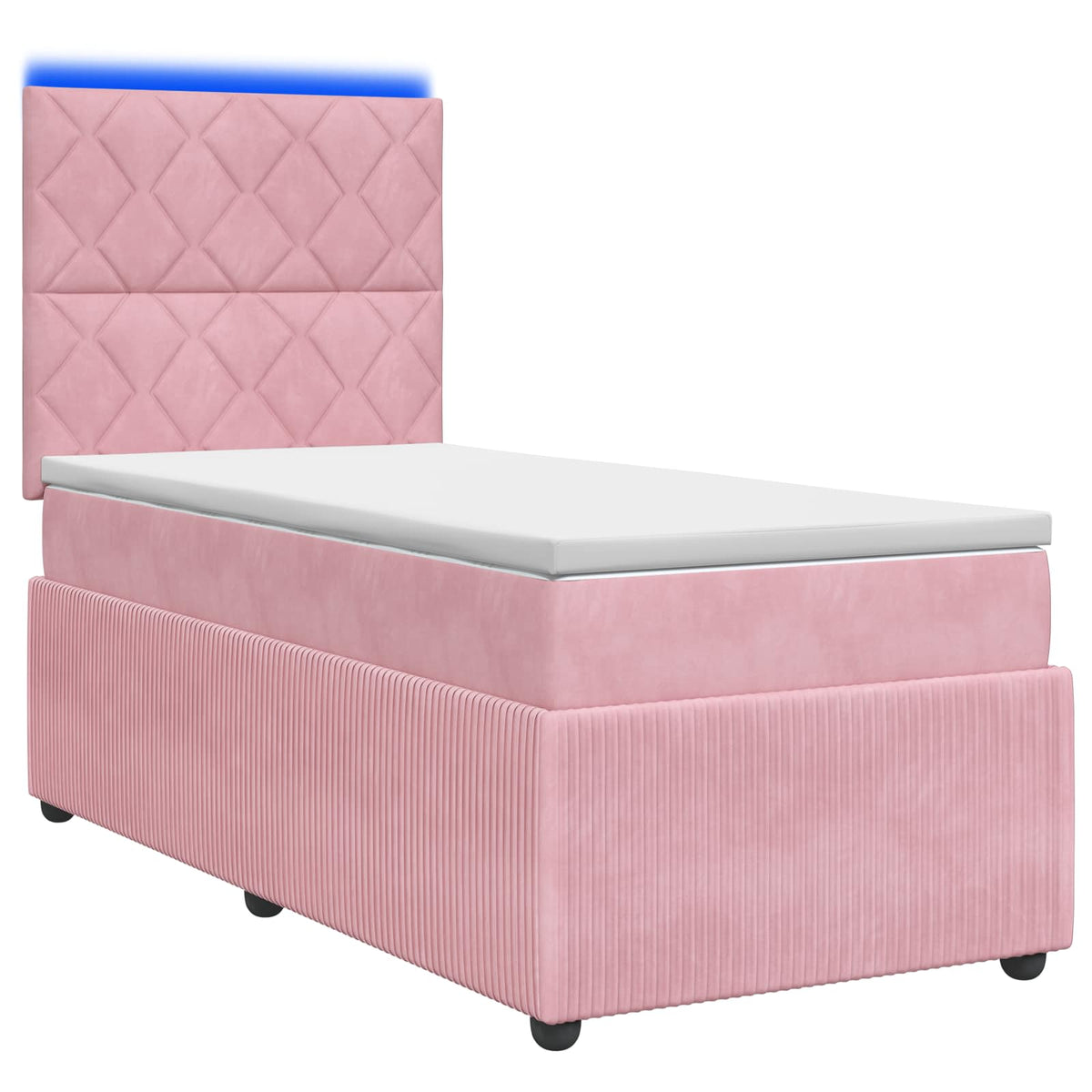 LED Boxspringbett mit Matratze Rosa 100 x 200 cm Samt