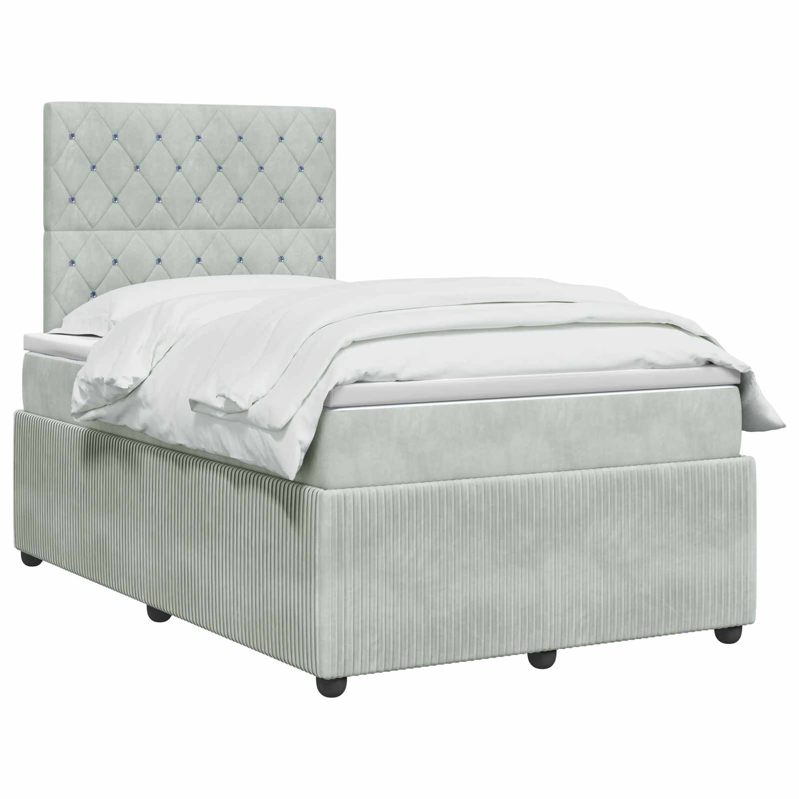 LED Boxspringbett mit Matratze Hellgrau 120 x 190 cm Samt