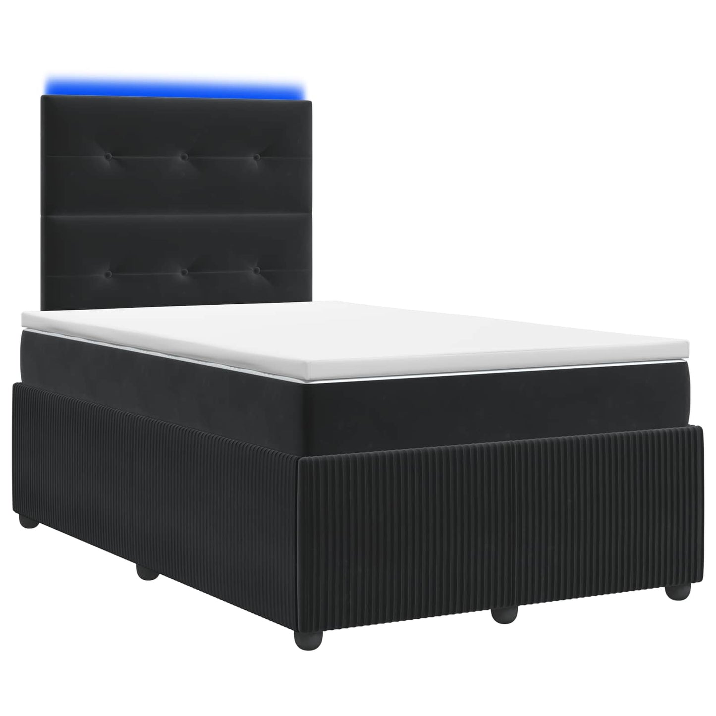 LED Boxspringbett mit Matratze Schwarz 120 x 190 cm Samt