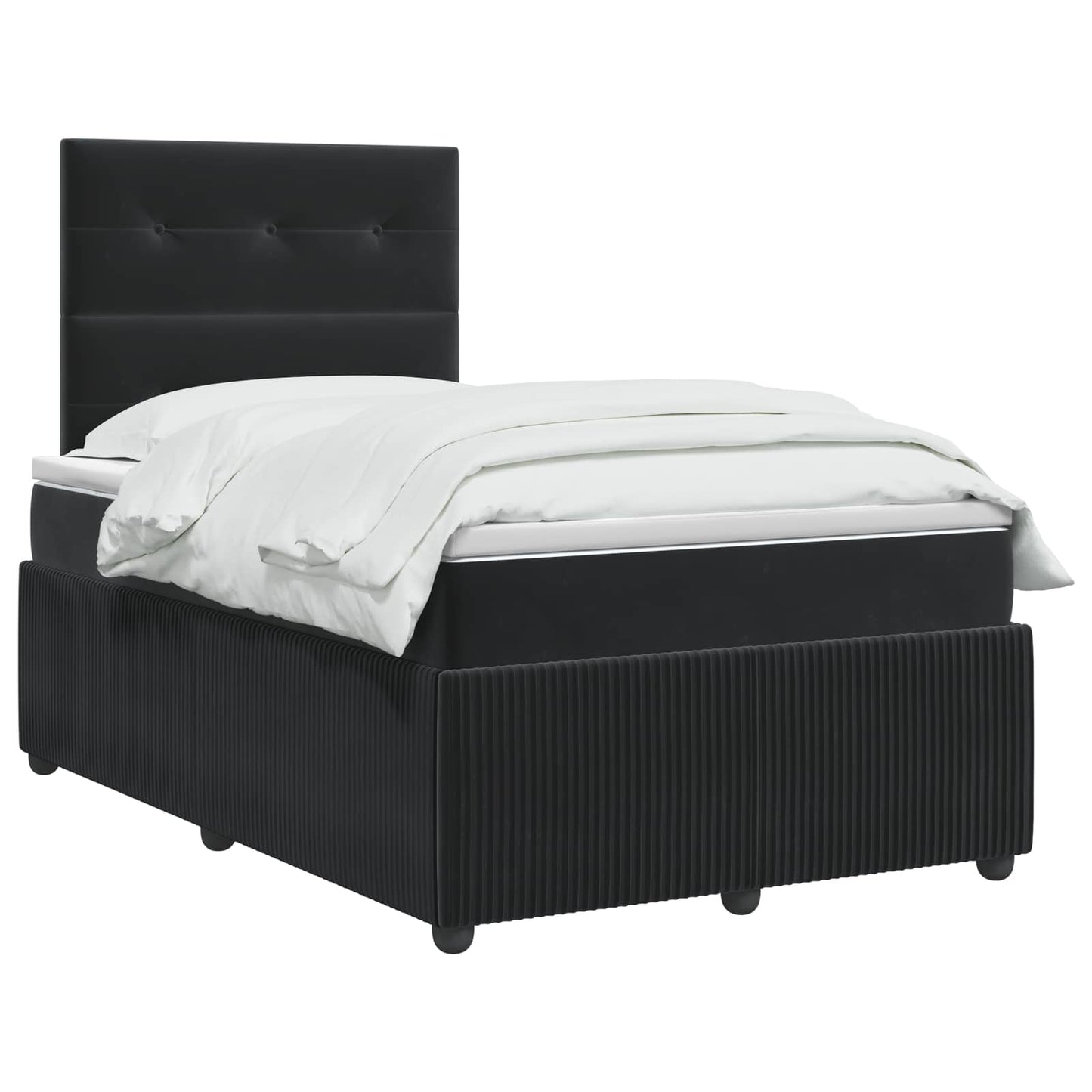 LED Boxspringbett mit Matratze Schwarz 120 x 190 cm Samt