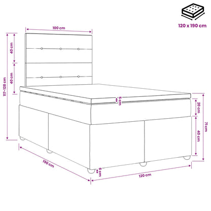 LED Boxspringbett mit Matratze Schwarz 120 x 190 cm Samt