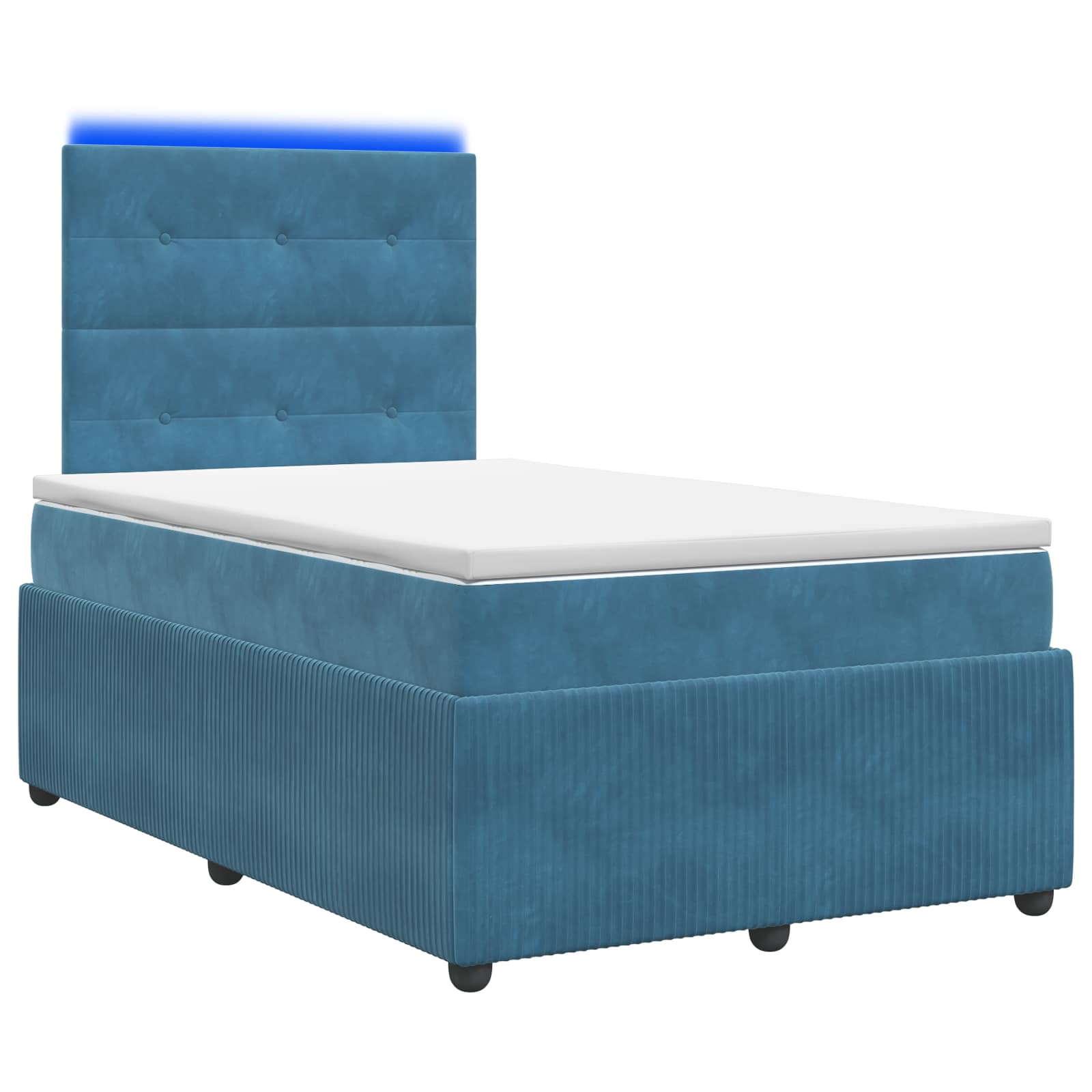 LED Boxspringbett mit Matratze Blau 120 x 190 cm Samt