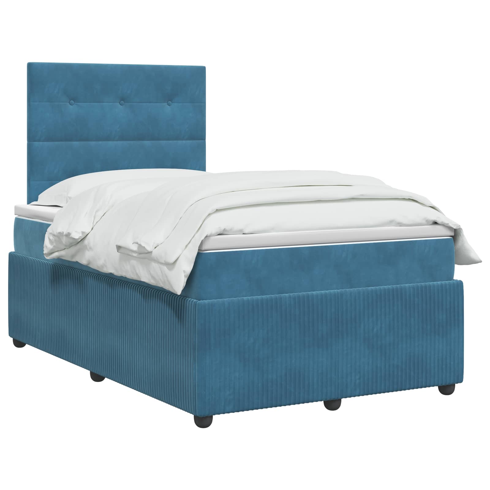 LED Boxspringbett mit Matratze Blau 120 x 190 cm Samt