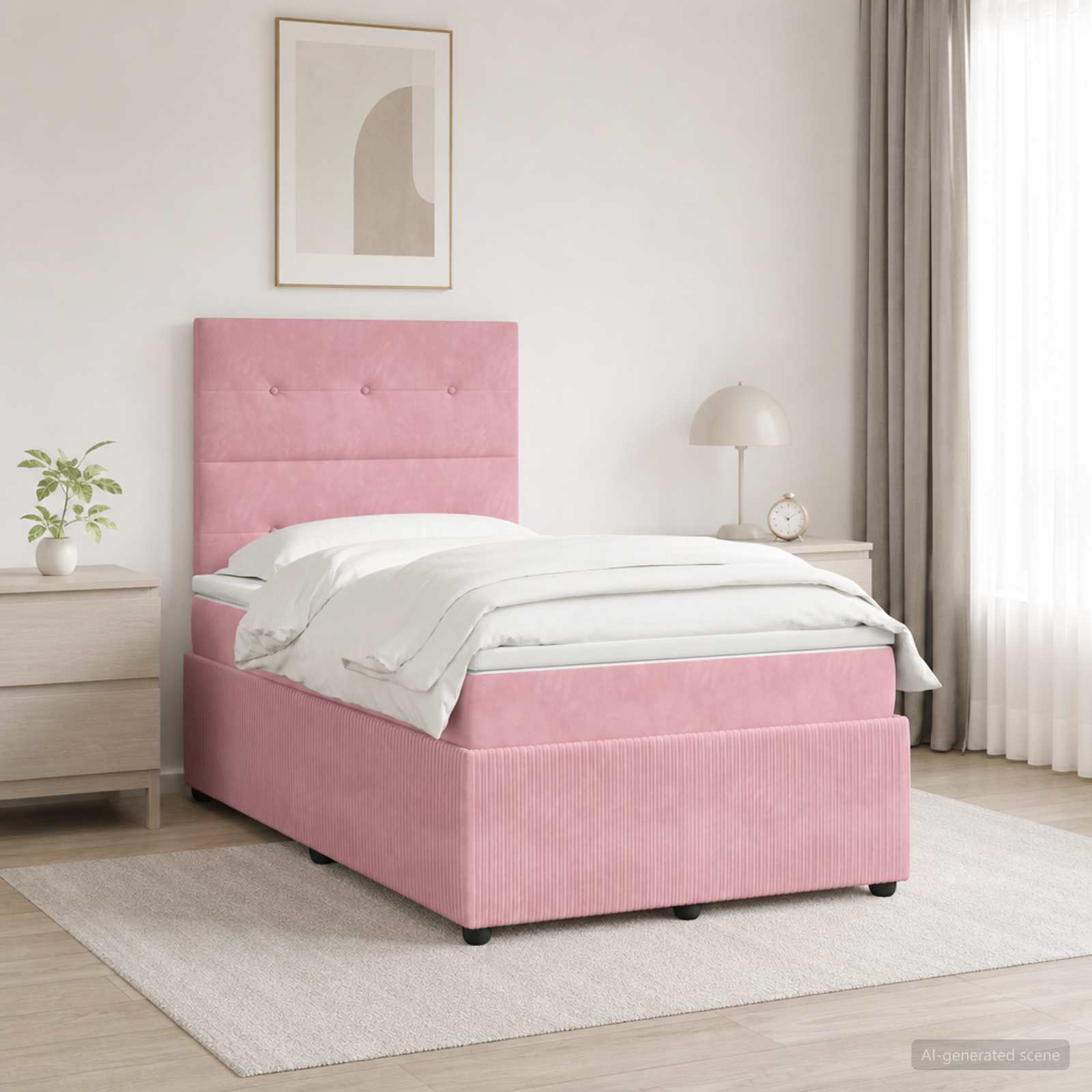LED Boxspringbett mit Matratze Rosa 120 x 200 cm Samt