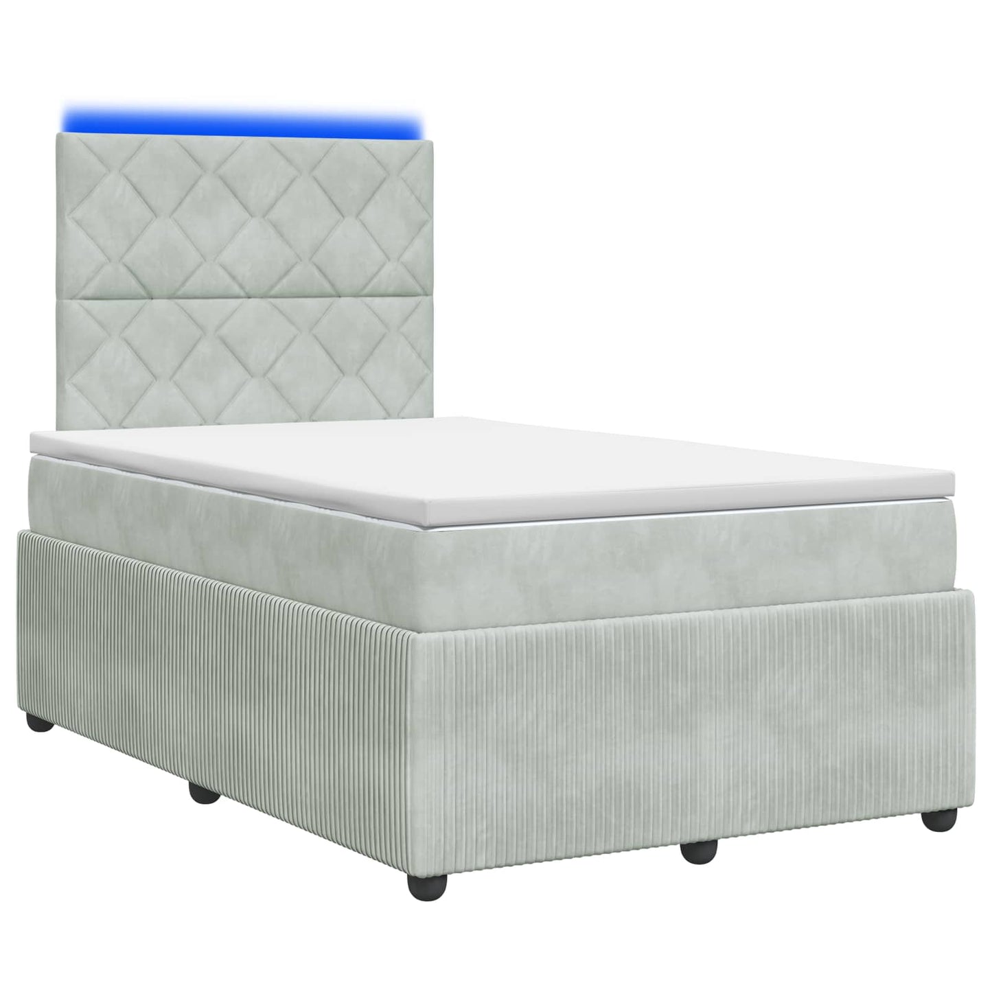 LED Boxspringbett mit Matratze Hellgrau 120 x 190 cm Samt