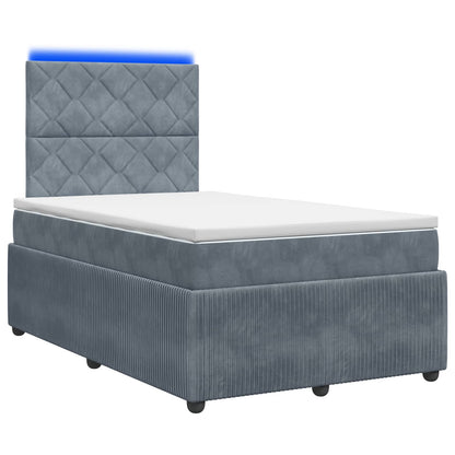 LED Boxspringbett mit Matratze Dunkelgrau 120 x 190 cm Samt