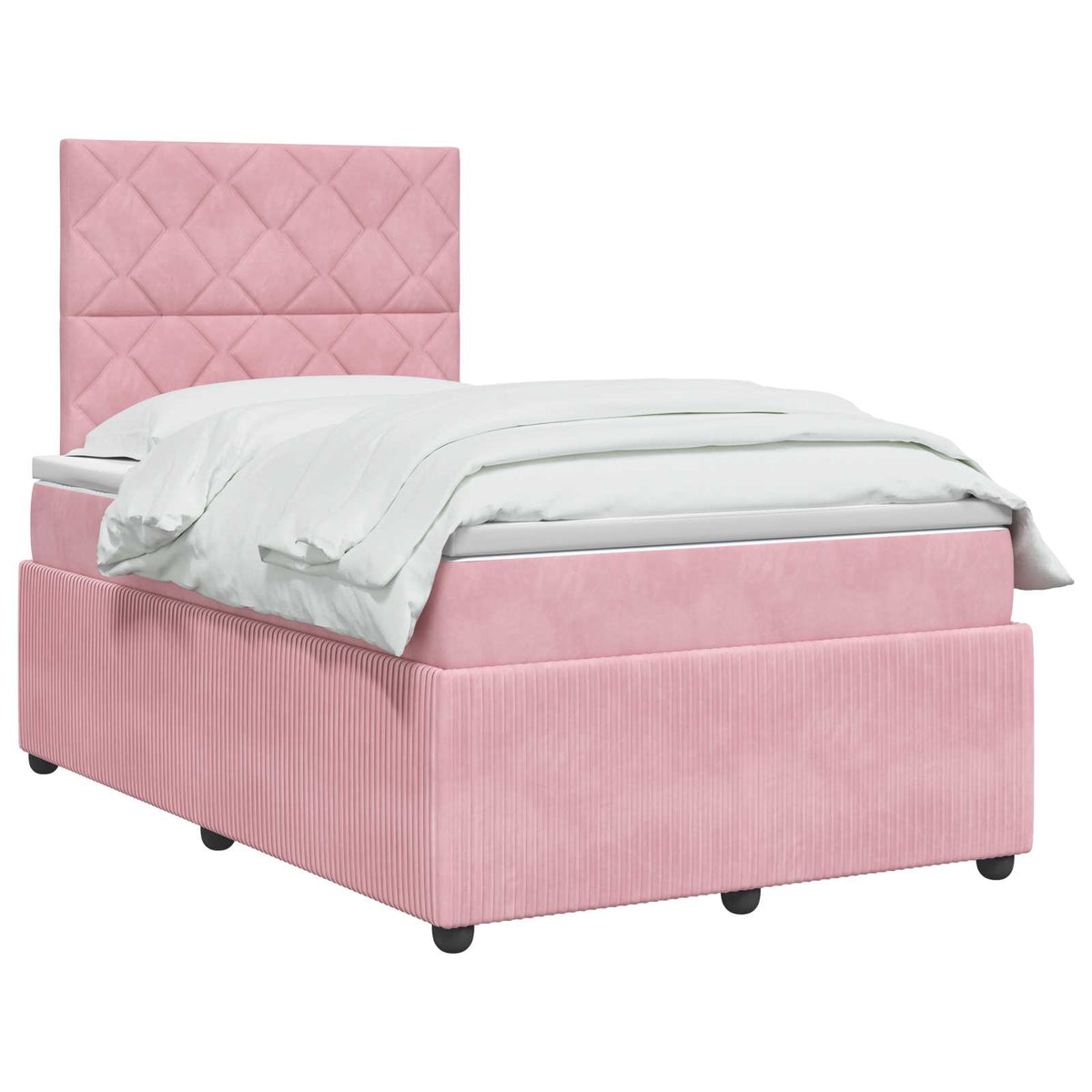 LED Boxspringbett mit Matratze Rosa 120 x 190 cm Samt