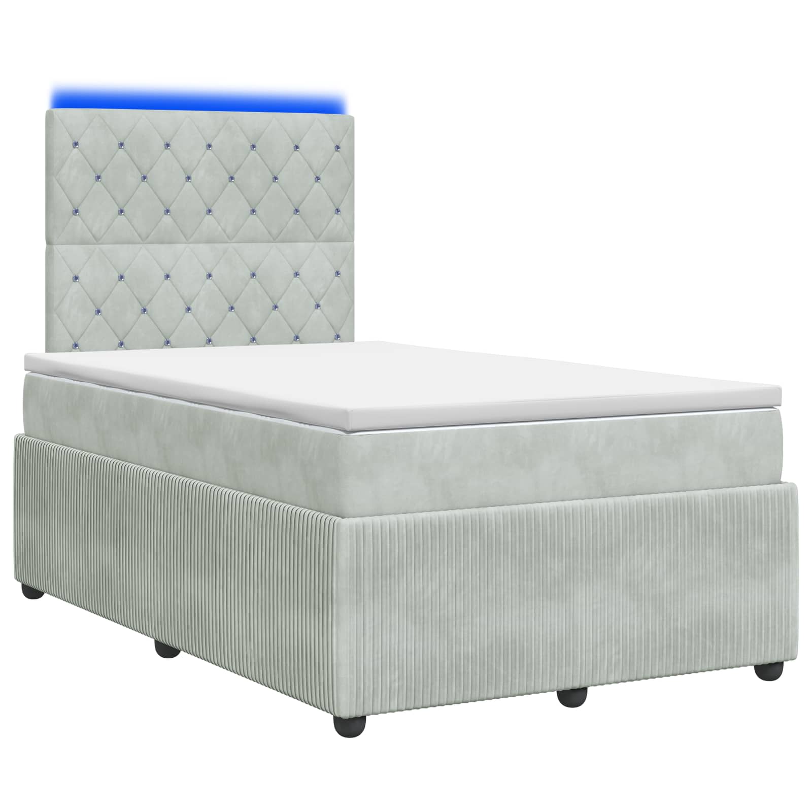 LED Boxspringbett mit Matratze Hellgrau 120 x 200 cm Samt