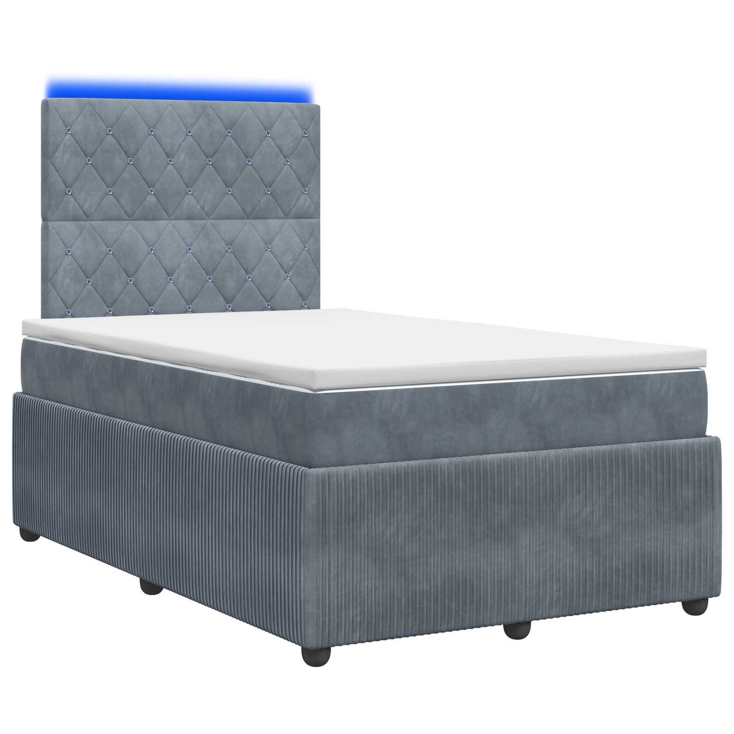 LED Boxspringbett mit Matratze Dunkelgrau 120 x 200 cm Samt