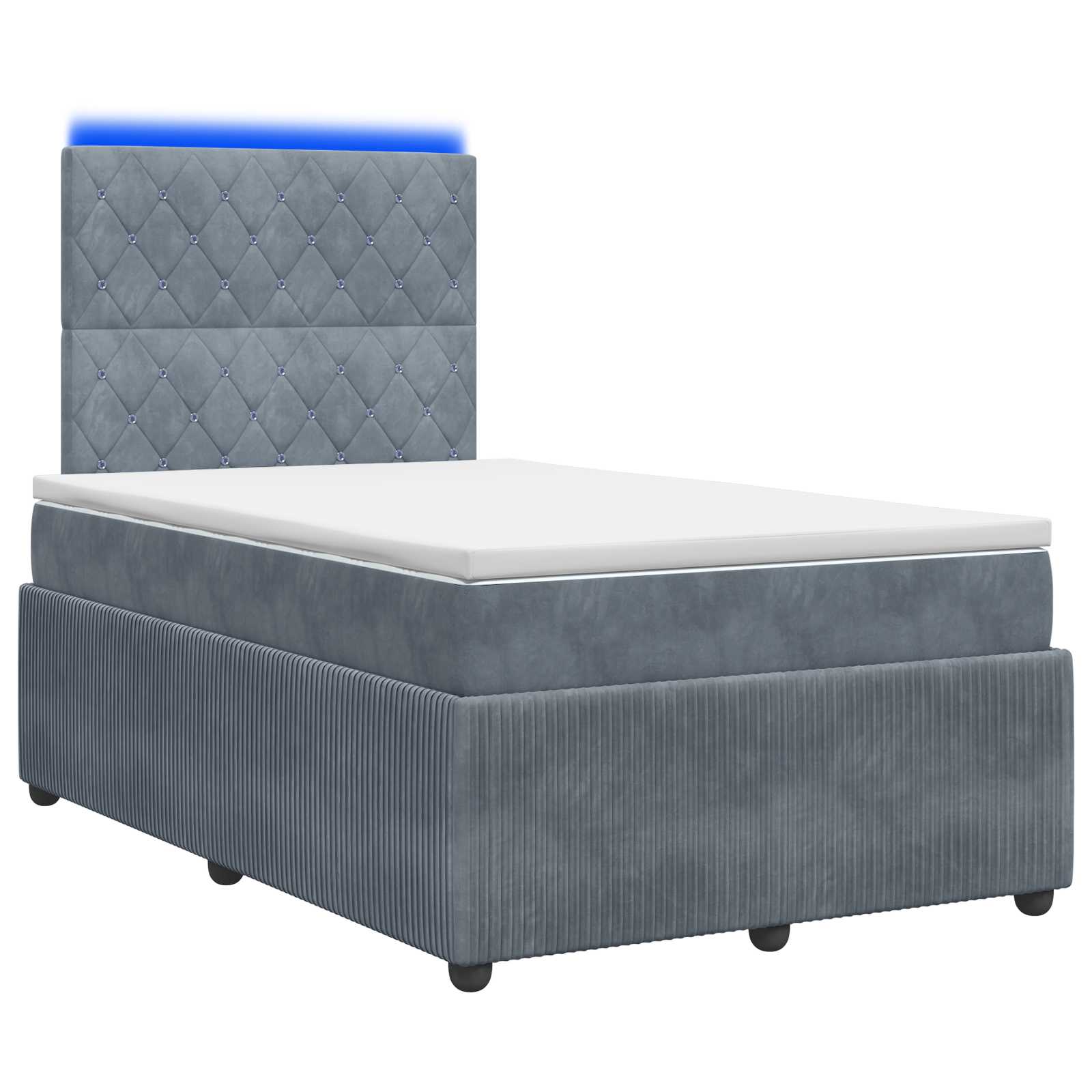 LED Boxspringbett mit Matratze Dunkelgrau 120 x 200 cm Samt