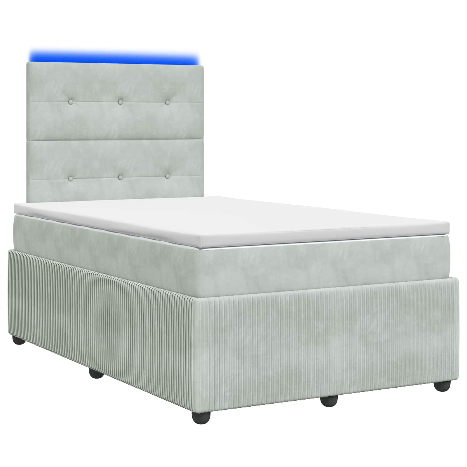LED Boxspringbett mit Matratze Hellgrau 120 x 200 cm Samt