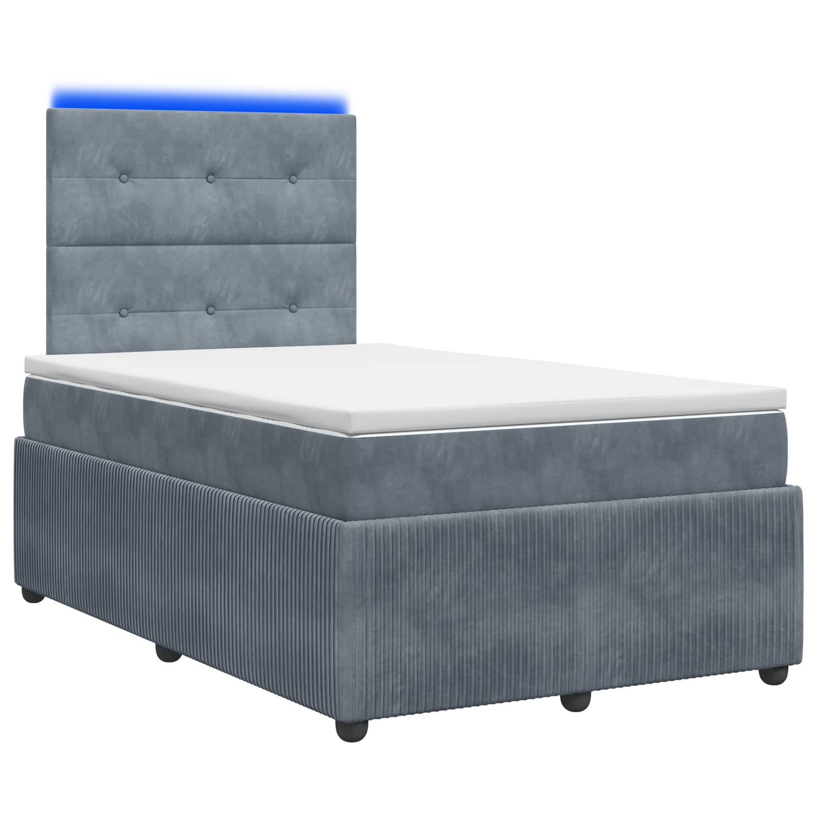 LED Boxspringbett mit Matratze Dunkelgrau 120 x 200 cm Samt