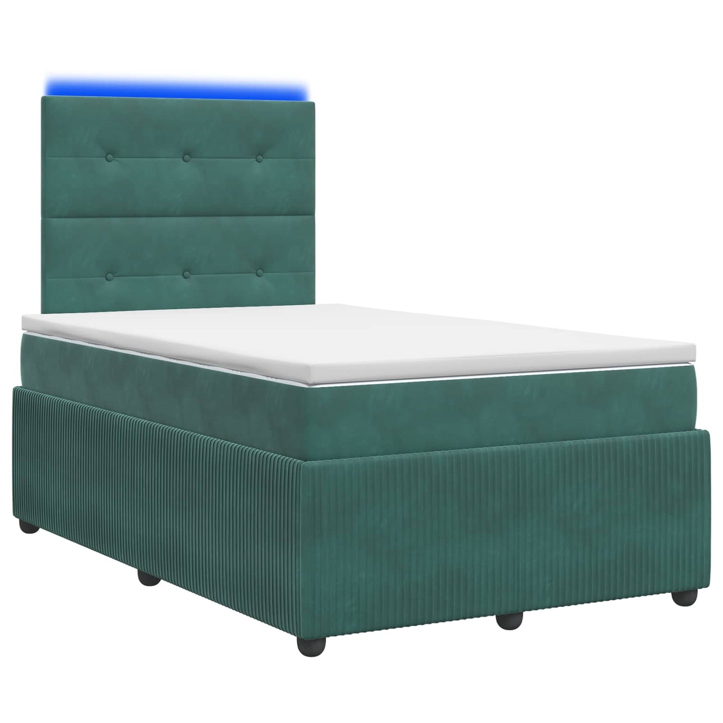 LED Boxspringbett mit Matratze Dunkelgrün 120 x 200 cm Samt