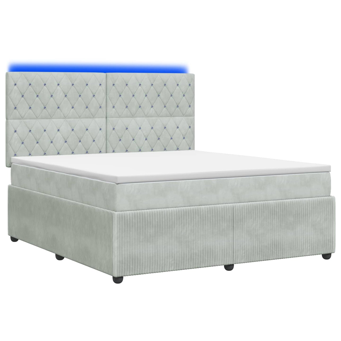 LED Boxspringbett mit Matratze Hellgrau 140 x 190 cm Samt