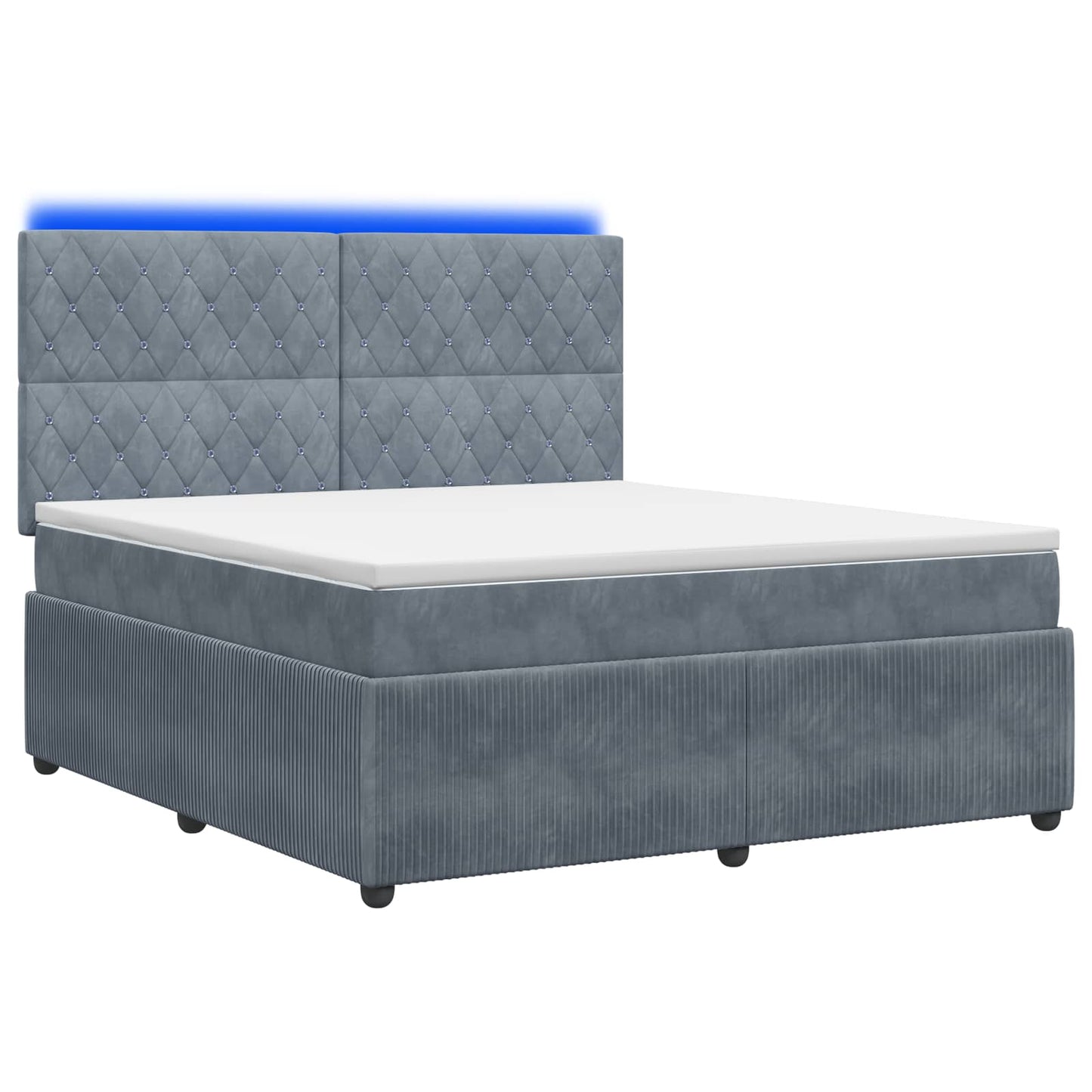 LED Boxspringbett mit Matratze Dunkelgrau 140 x 190 cm Samt