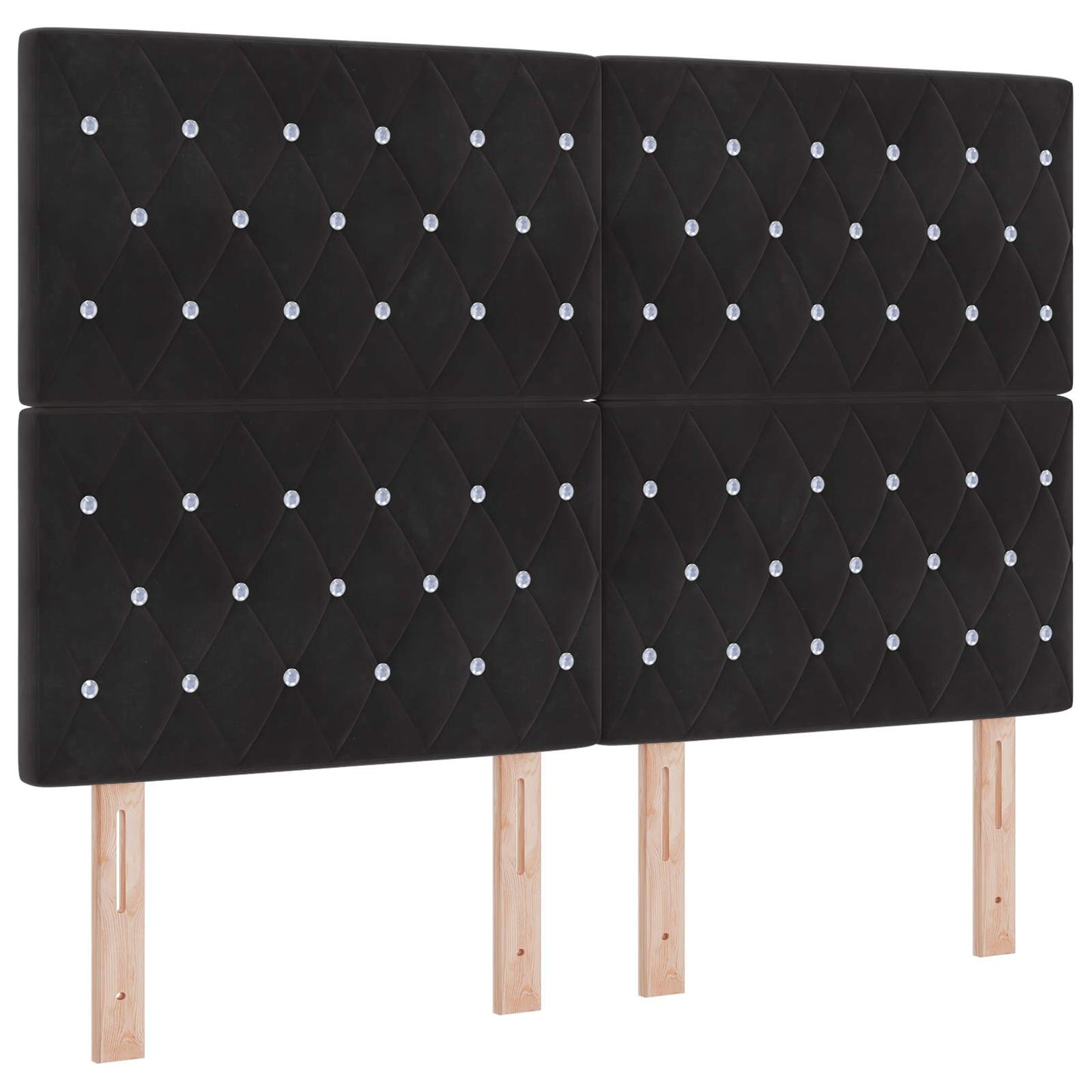 LED Boxspringbett mit Matratze Schwarz 140 x 190 cm Samt