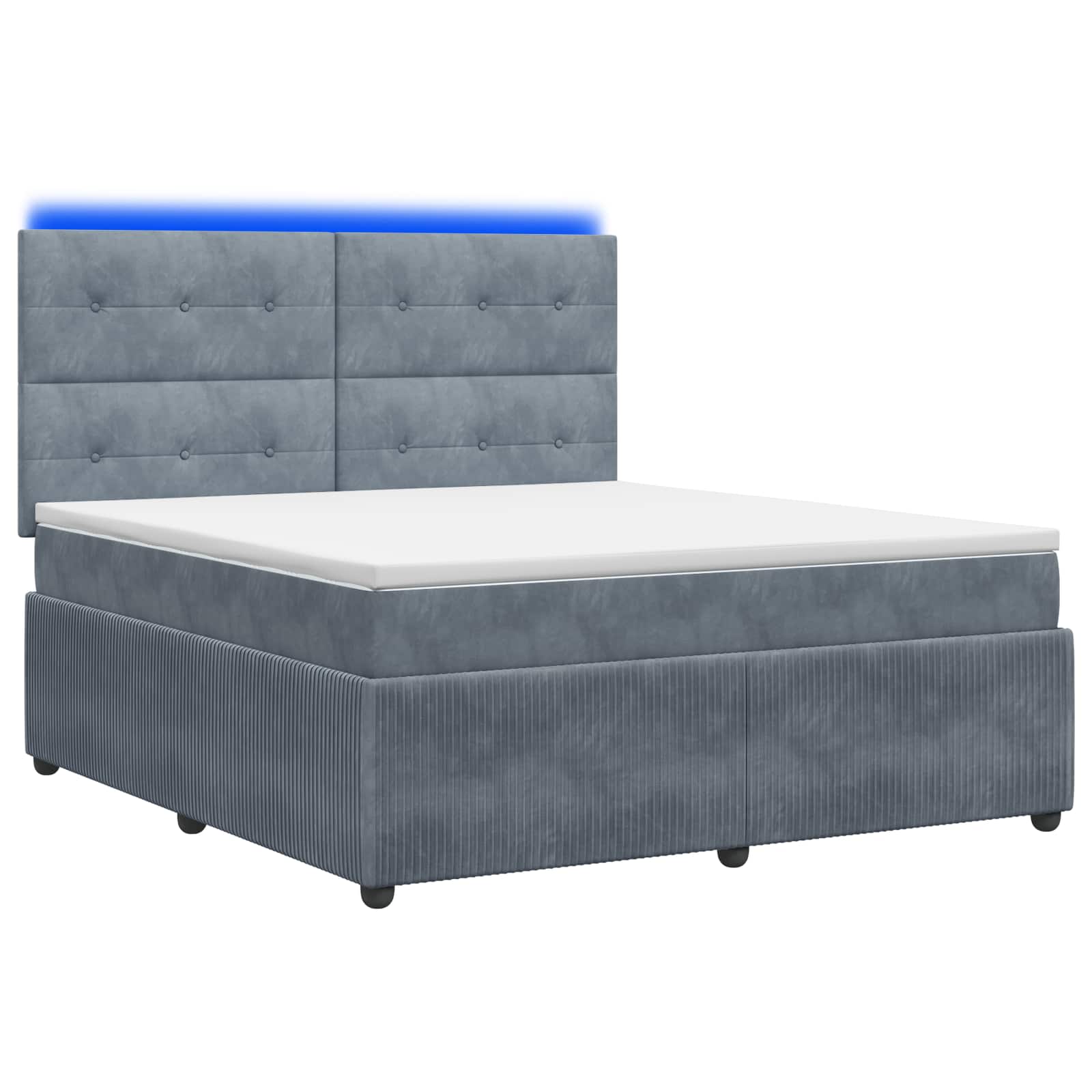 LED Boxspringbett mit Matratze Dunkelgrau 140 x 190 cm Samt