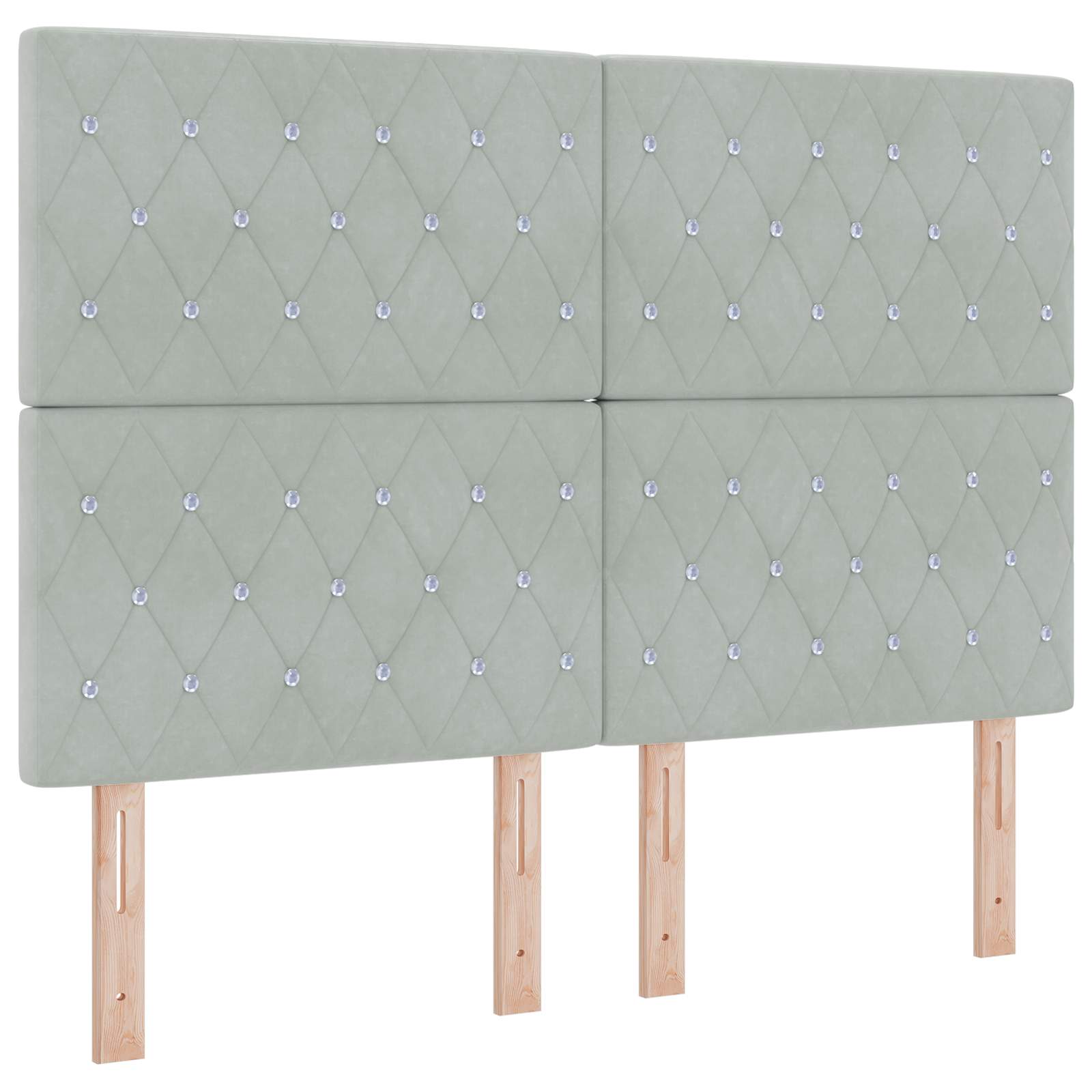 LED Boxspringbett mit Matratze Hellgrau 140 x 200 cm Samt