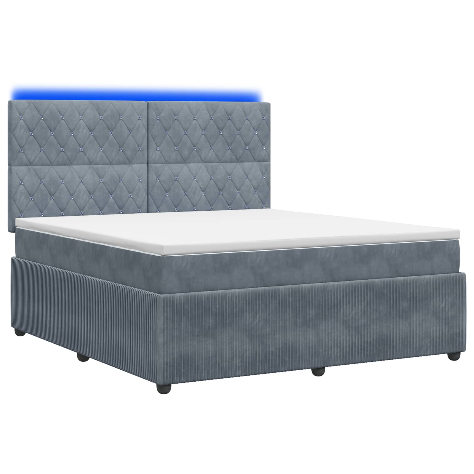 LED Boxspringbett mit Matratze Dunkelgrau 140 x 200 cm Samt
