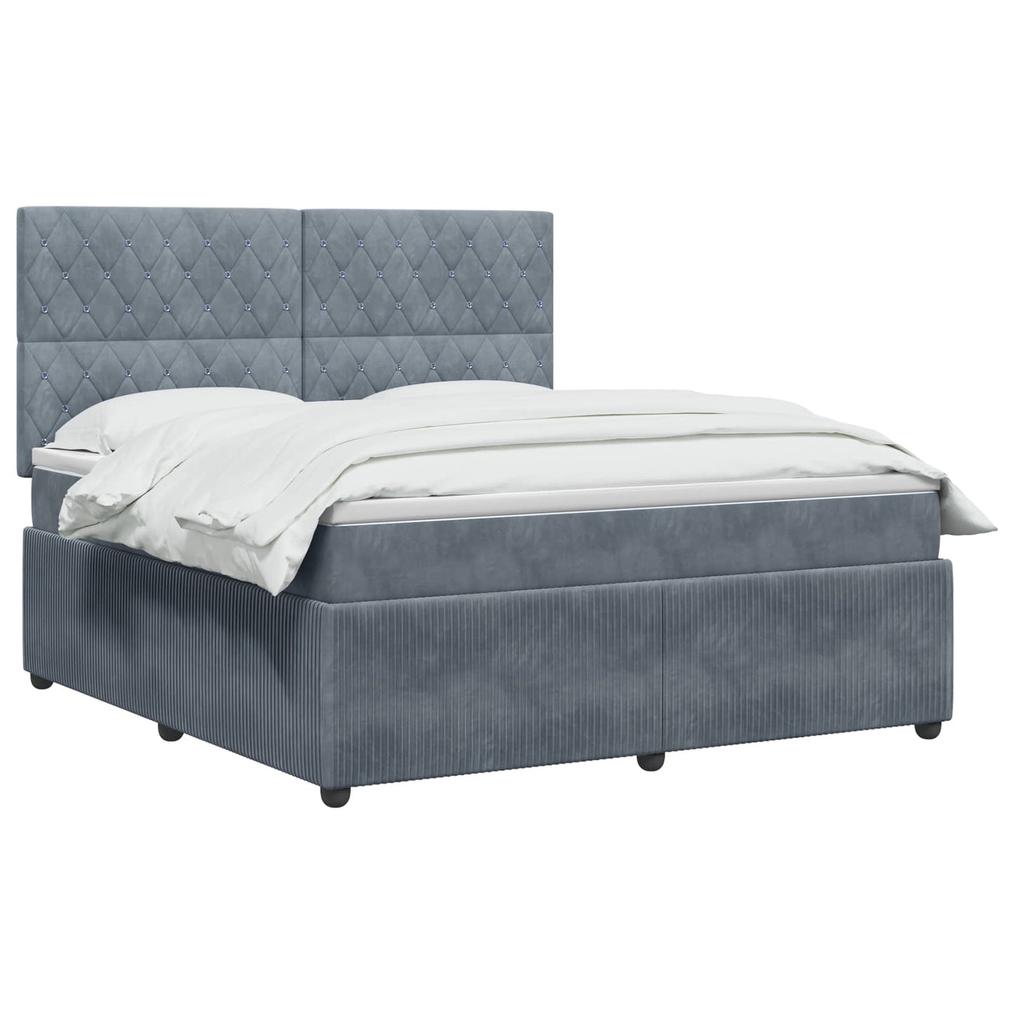 LED Boxspringbett mit Matratze Dunkelgrau 140 x 200 cm Samt