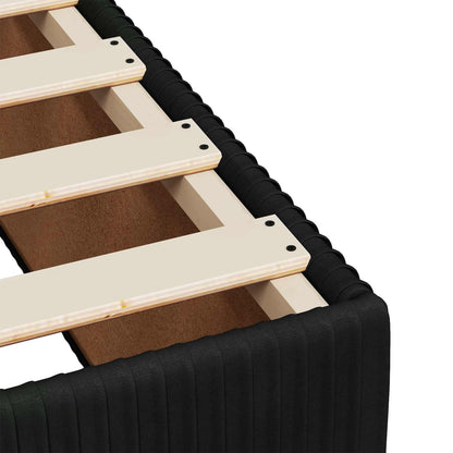 LED Boxspringbett mit Matratze Schwarz 140 x 200 cm Samt