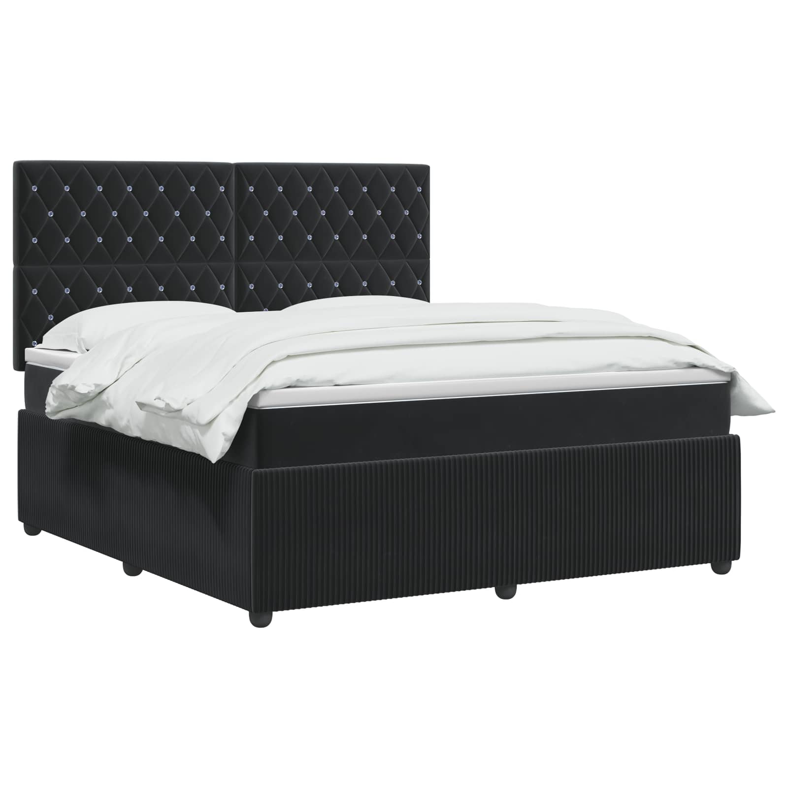 LED Boxspringbett mit Matratze Schwarz 140 x 200 cm Samt