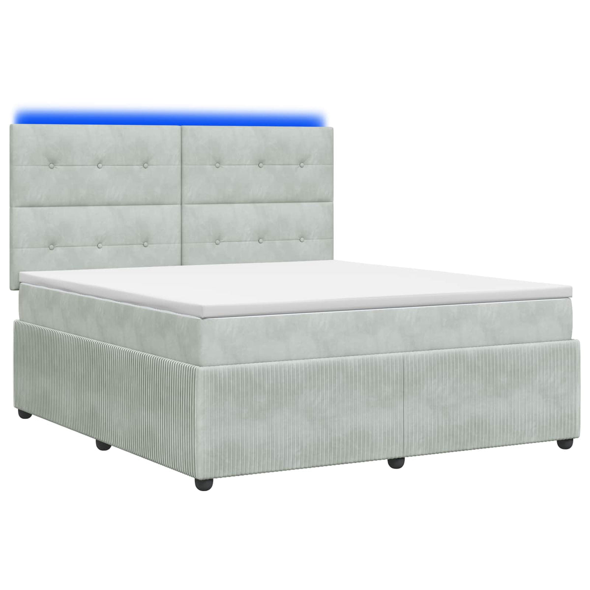 LED Boxspringbett mit Matratze Hellgrau 140 x 200 cm Samt