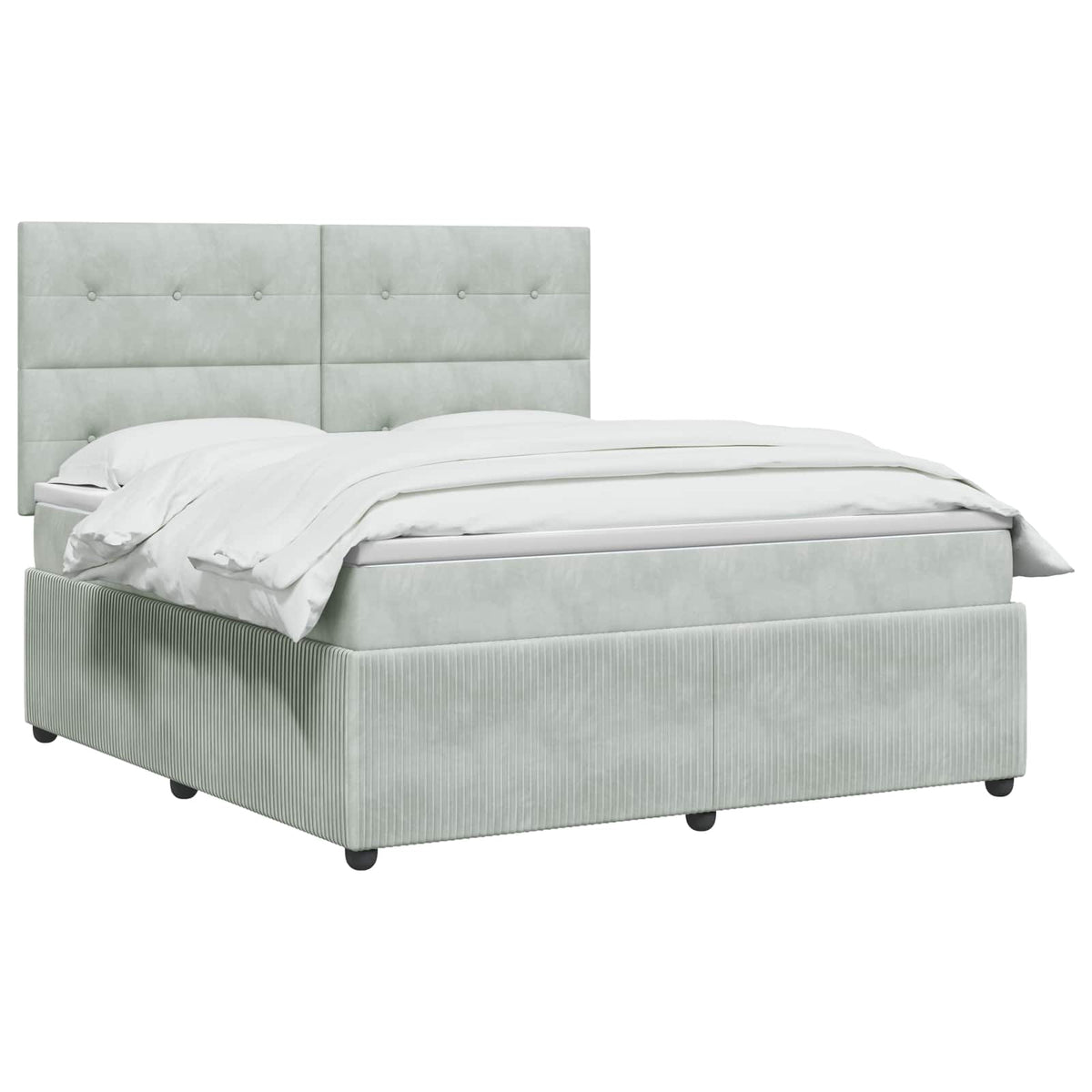 LED Boxspringbett mit Matratze Hellgrau 140 x 200 cm Samt
