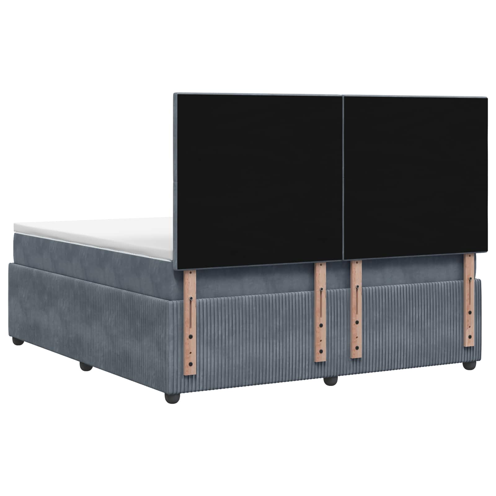 LED Boxspringbett mit Matratze Dunkelgrau 140 x 200 cm Samt