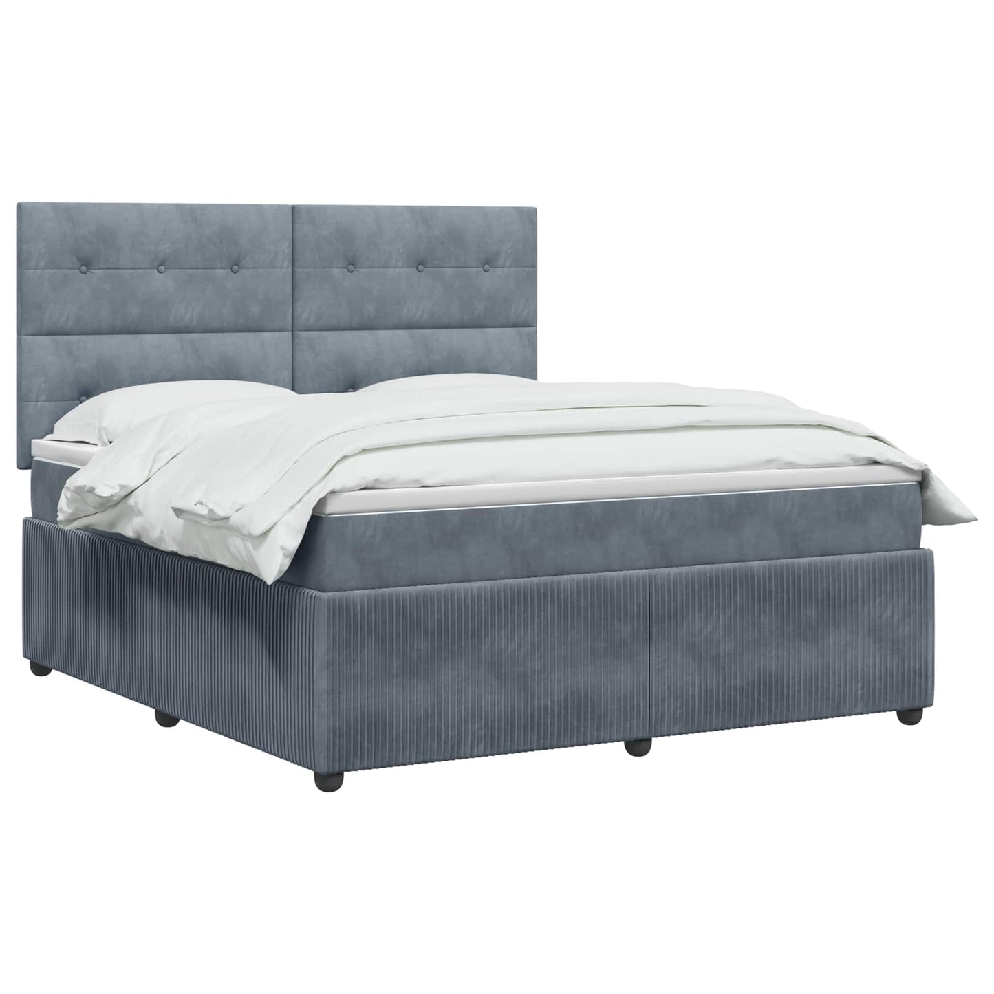 LED Boxspringbett mit Matratze Dunkelgrau 140 x 200 cm Samt